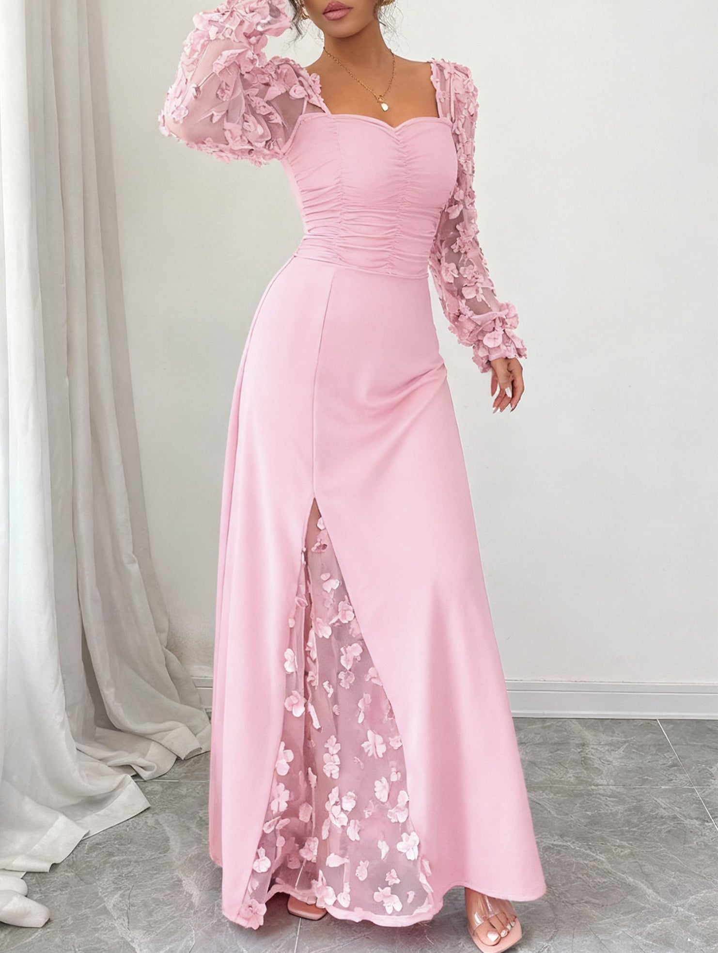 Anna-Berg | Retro-Style Hollowed-Out Long-Sleeved Dress