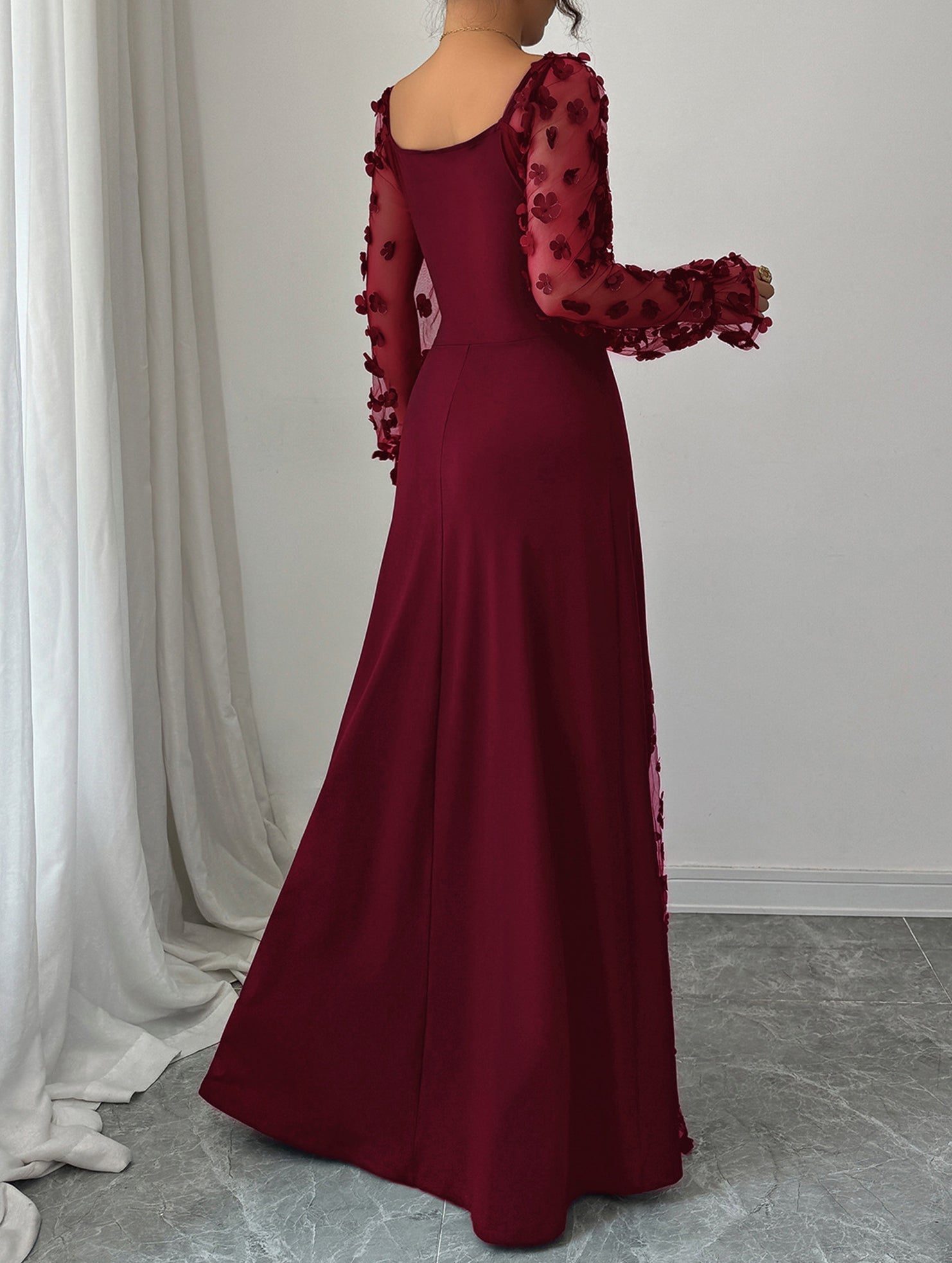 Anna-Berg | Retro-Style Hollowed-Out Long-Sleeved Dress