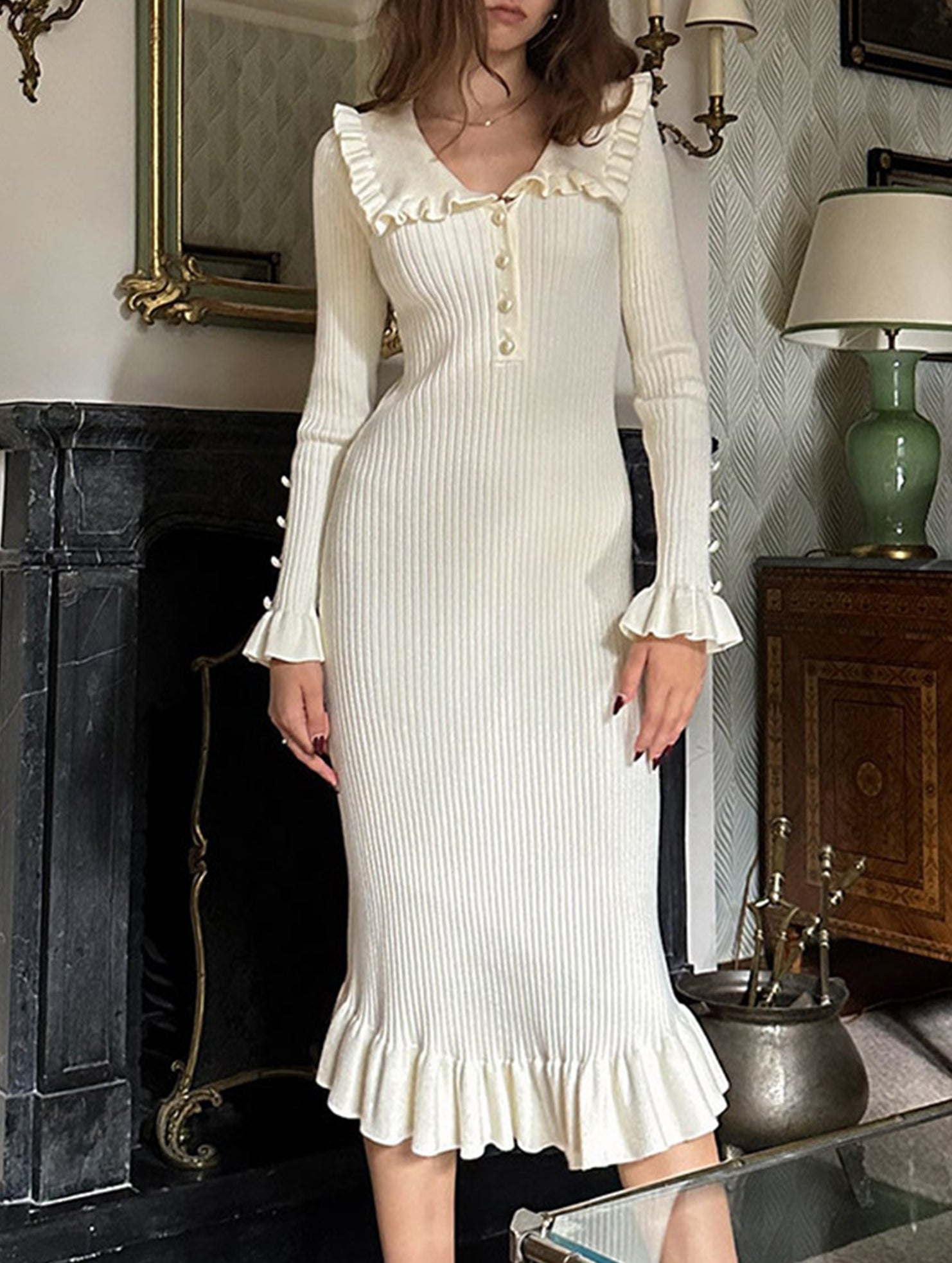Anna-Berg | Retro Ruffled Knit Dress