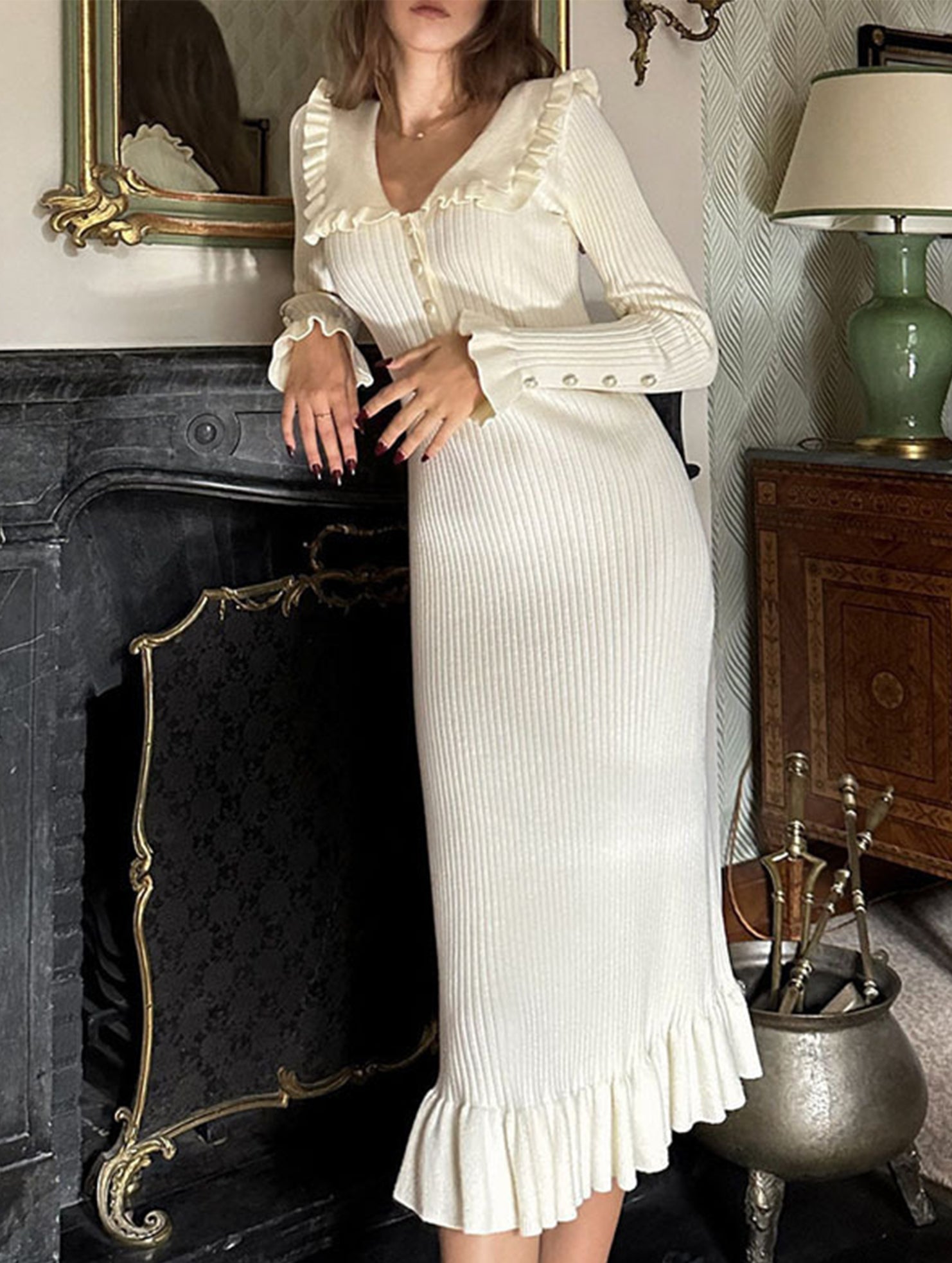 Anna-Berg | Retro Ruffled Knit Dress