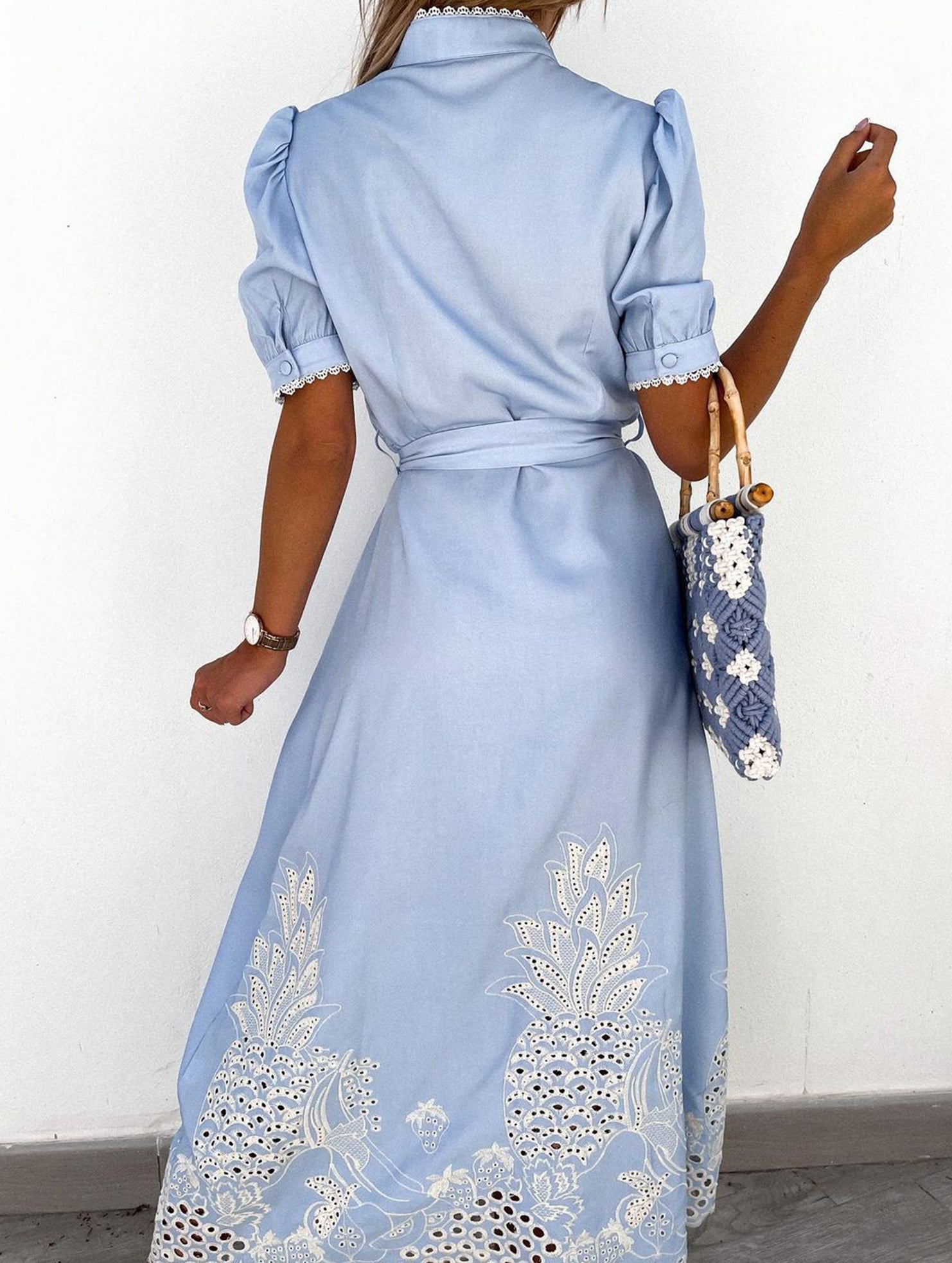 Anna-Berg | Pastoral Style Openwork Embroidered Dress