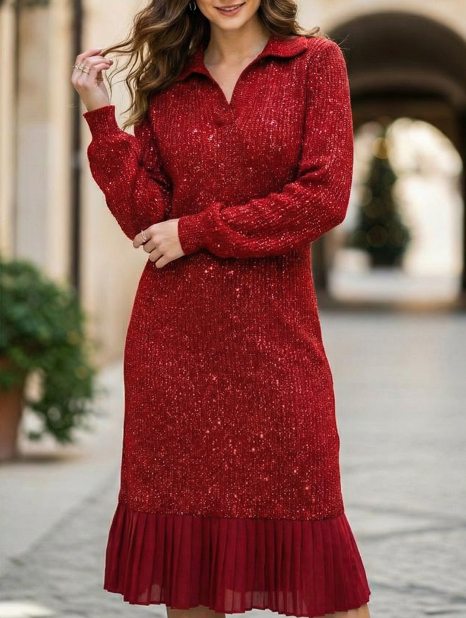 Anna-Berg | Casual Long-Sleeved Polo Collar Dress