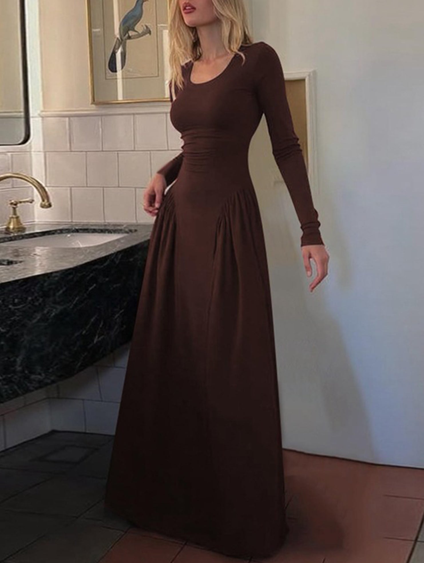 Anna-Berg | Solid U Neck Fit Dress