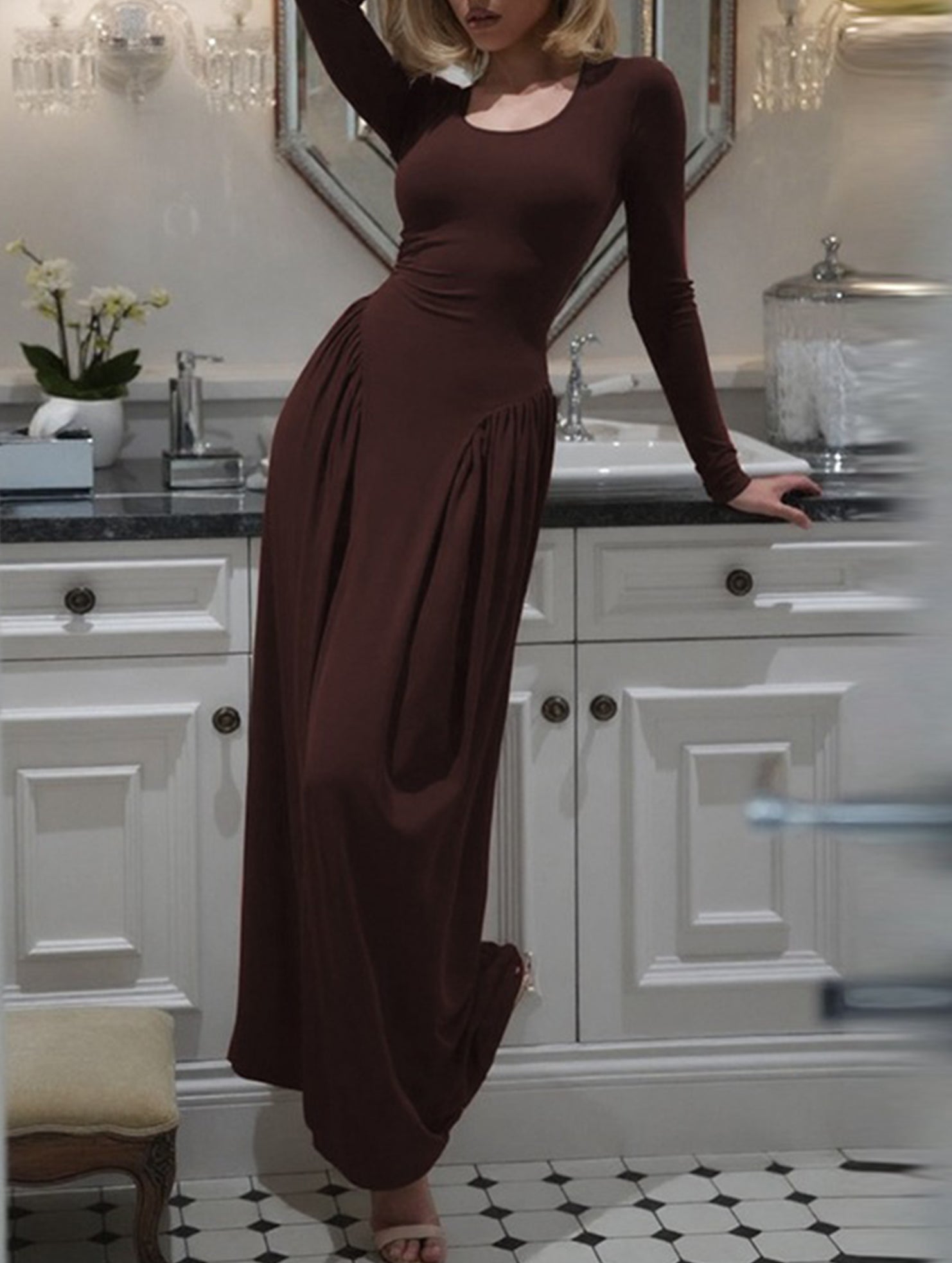 Anna-Berg | Solid U Neck Fit Dress