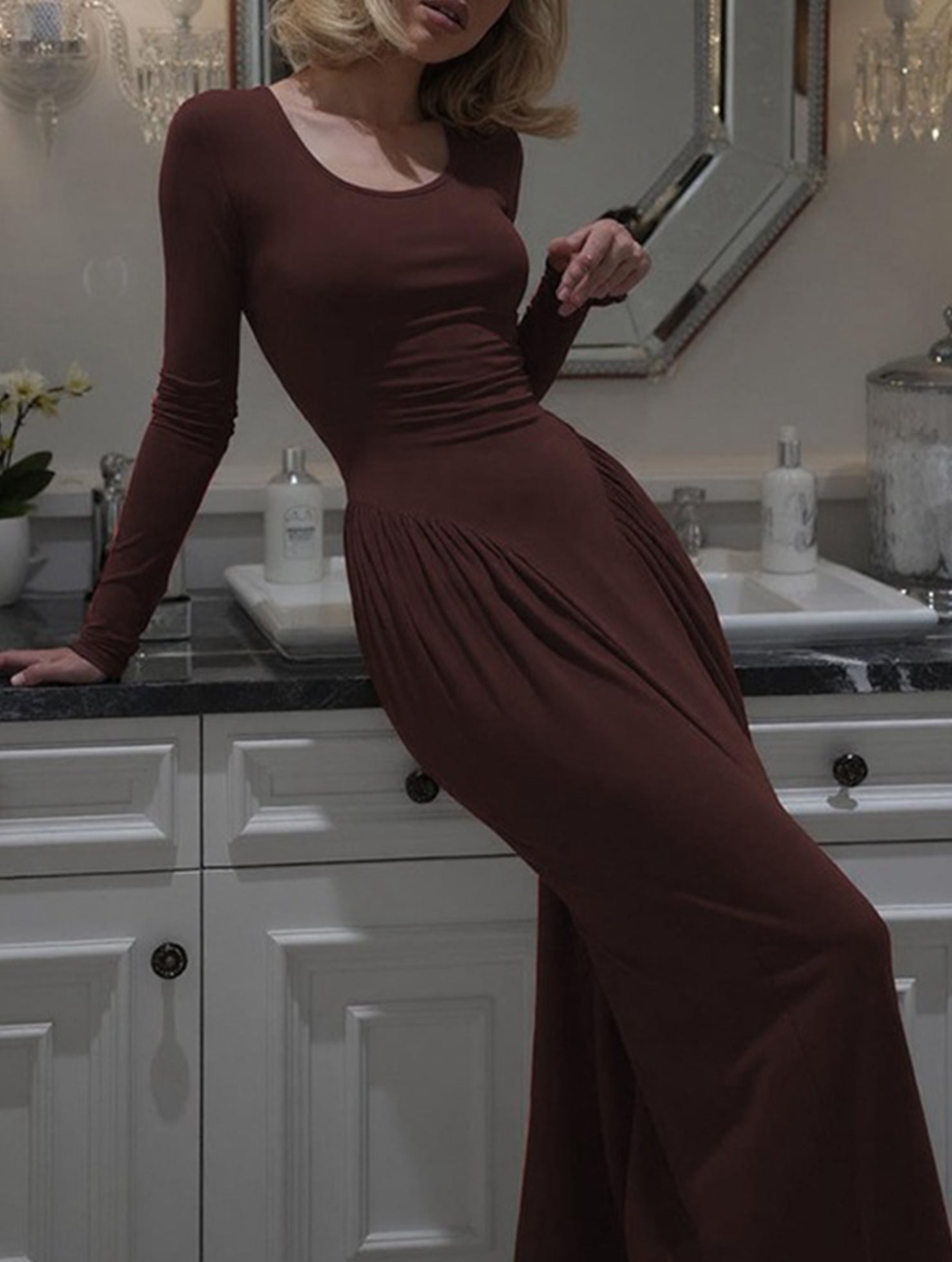 Anna-Berg | Solid U Neck Fit Dress