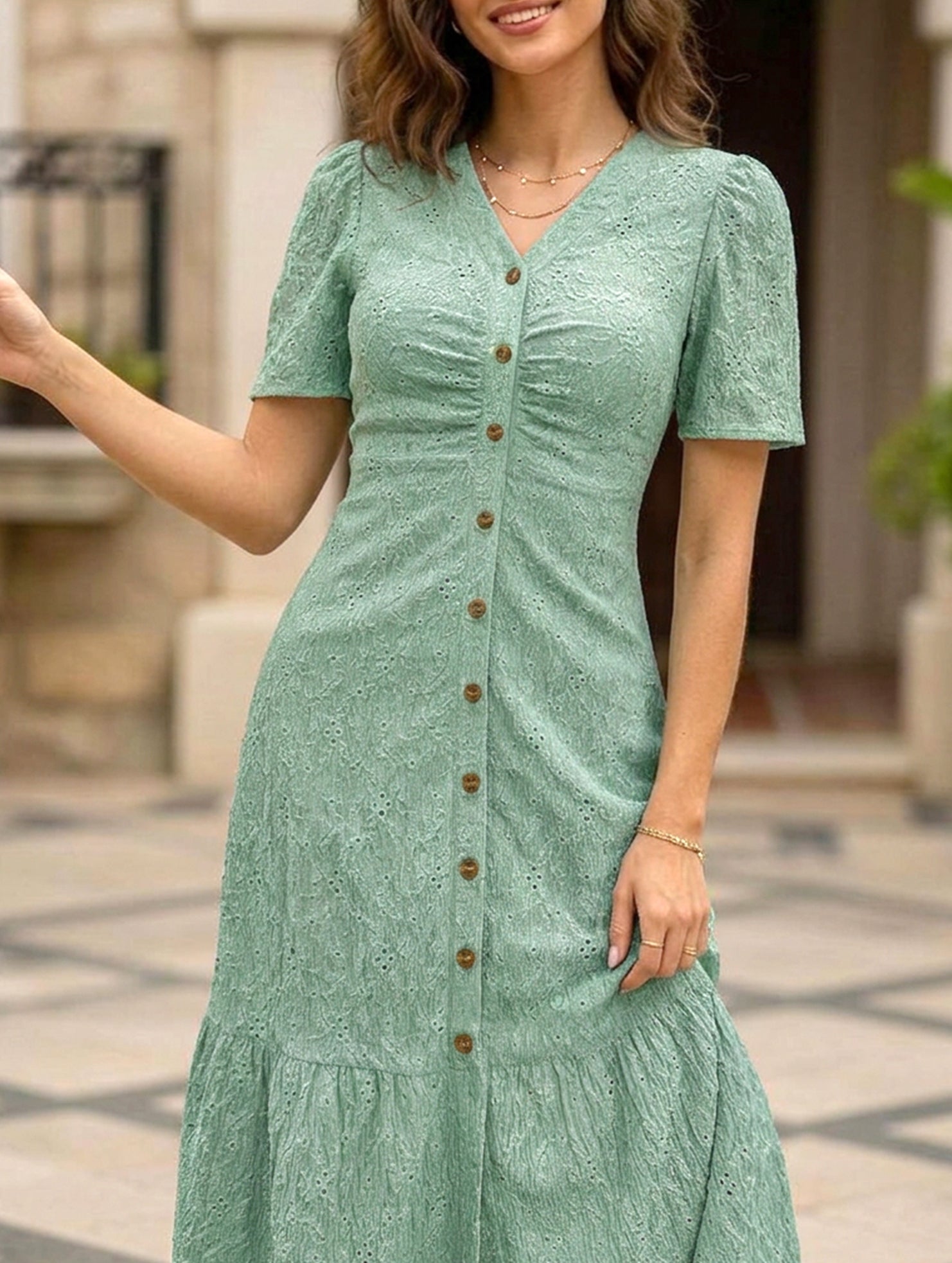 Anna-Berg | Doll Collar Short Sleeve Dress