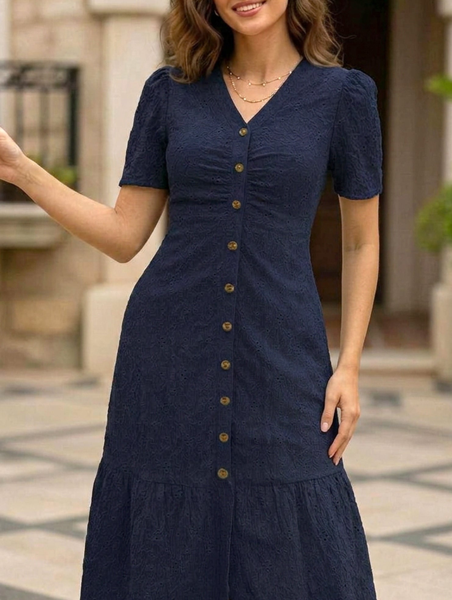 Anna-Berg | Doll Collar Short Sleeve Dress