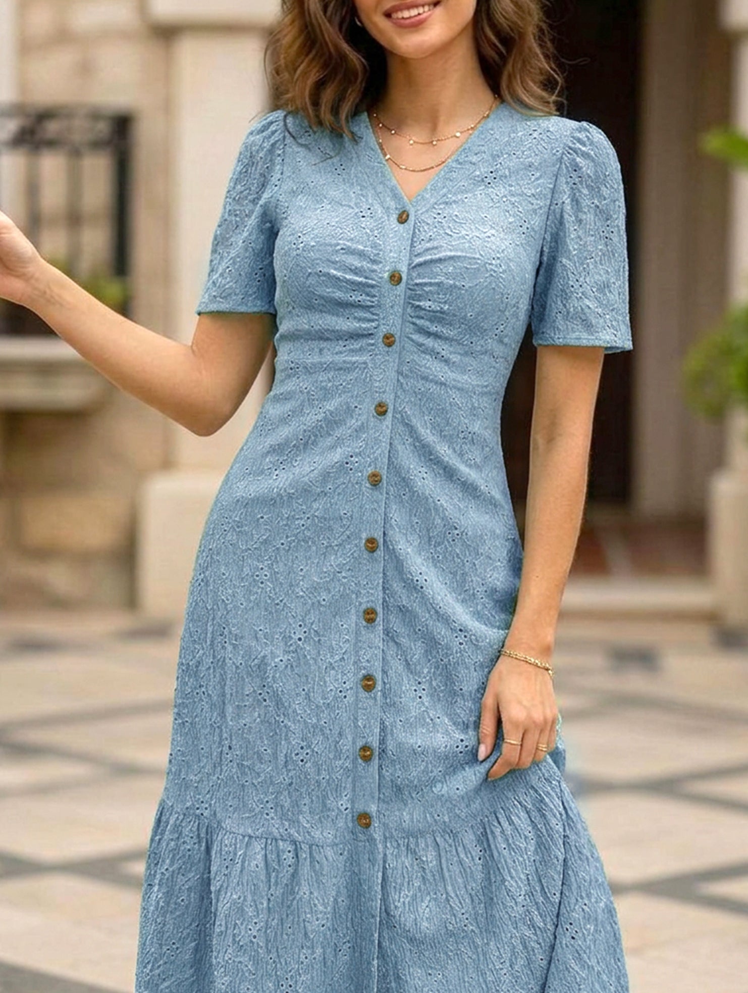 Anna-Berg | Doll Collar Short Sleeve Dress