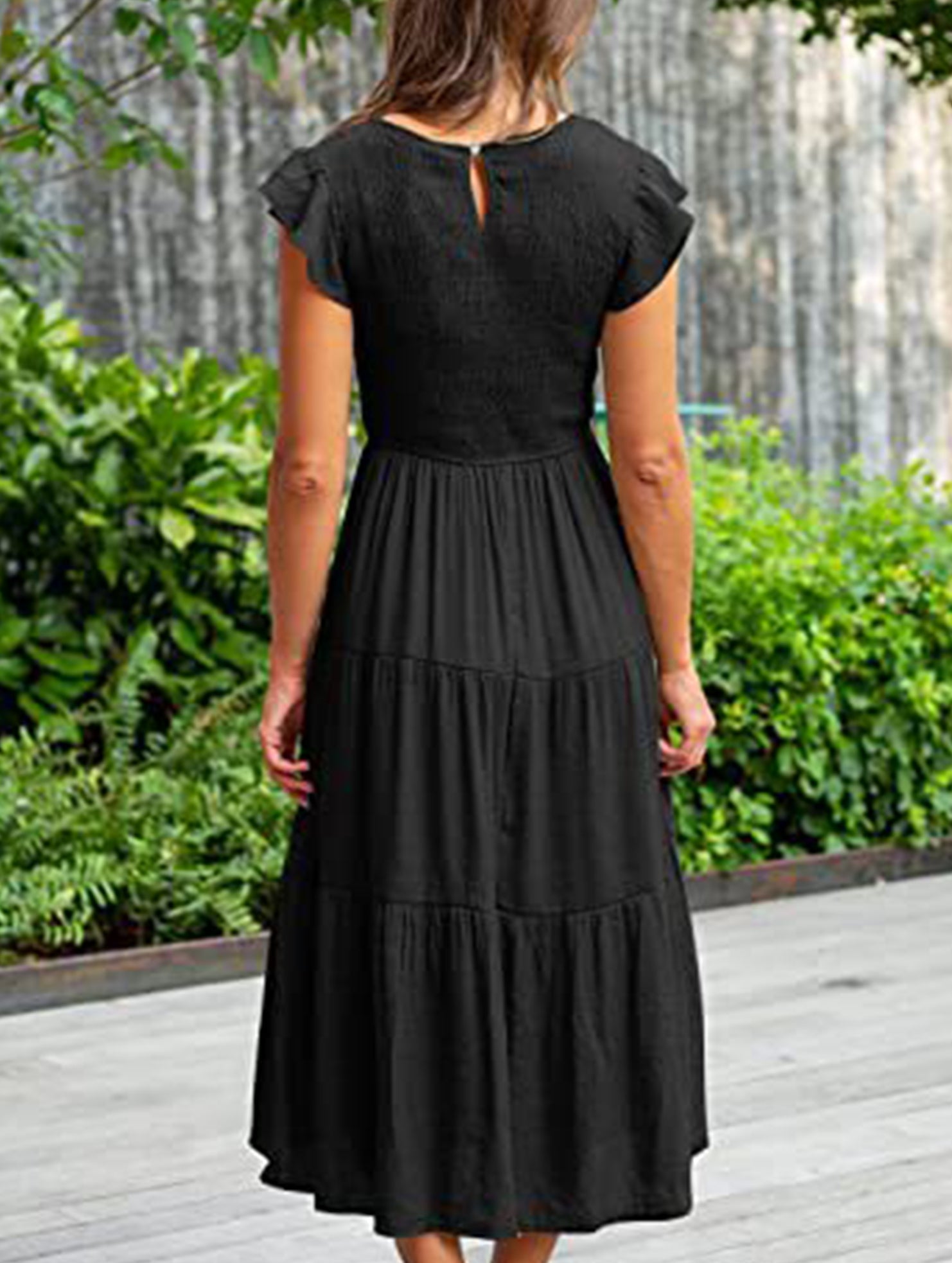 Anna-Berg | Solid Color Cross-Border Sleeved Dress