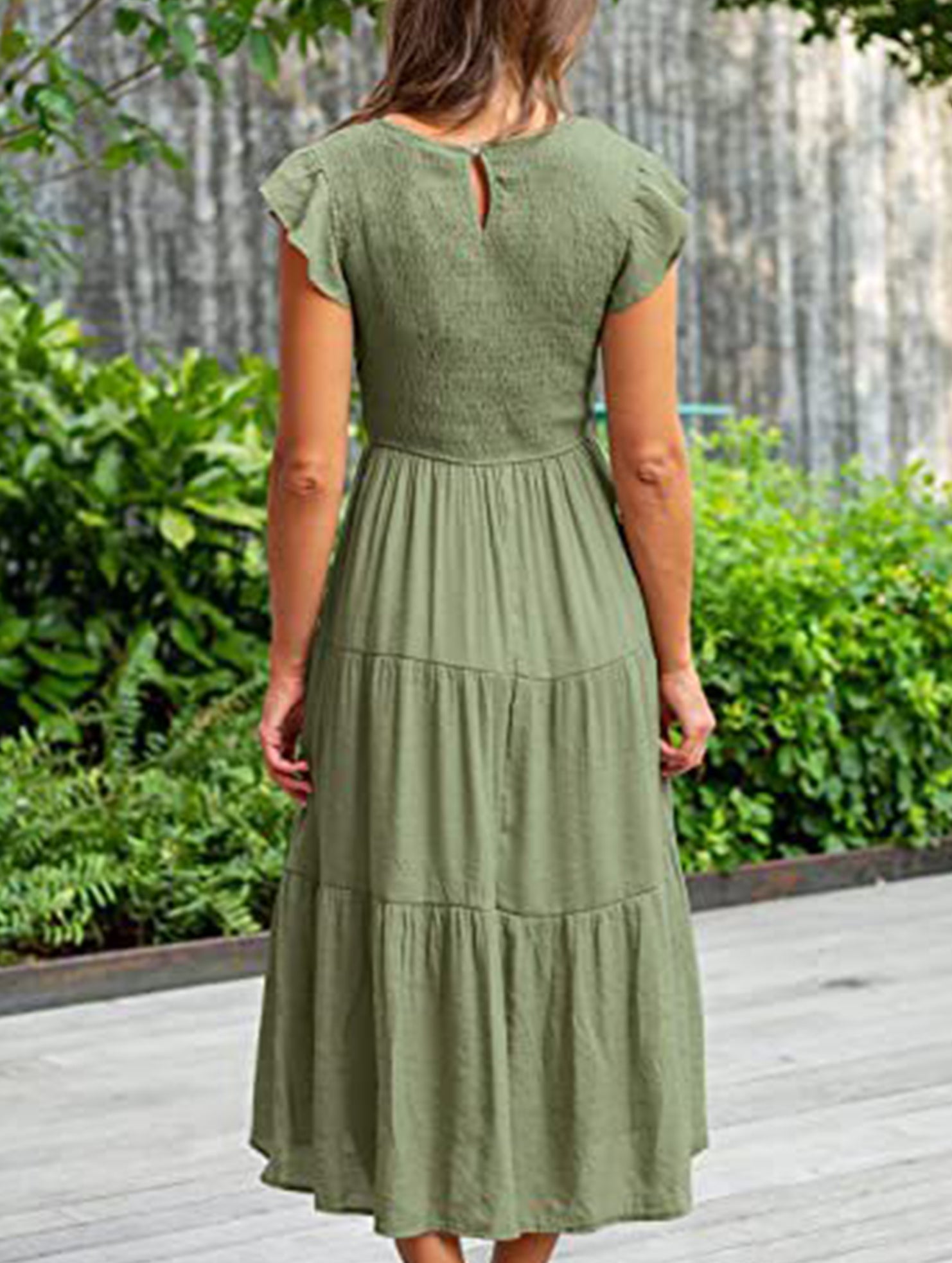 Anna-Berg | Solid Color Cross-Border Sleeved Dress