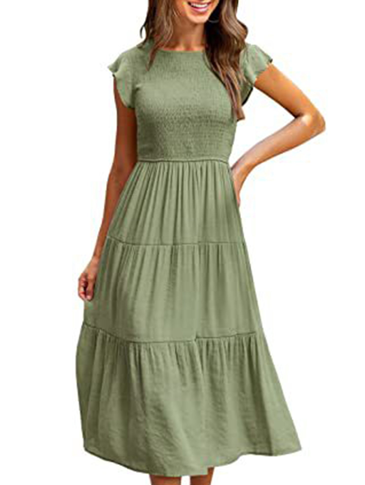 Anna-Berg | Solid Color Cross-Border Sleeved Dress