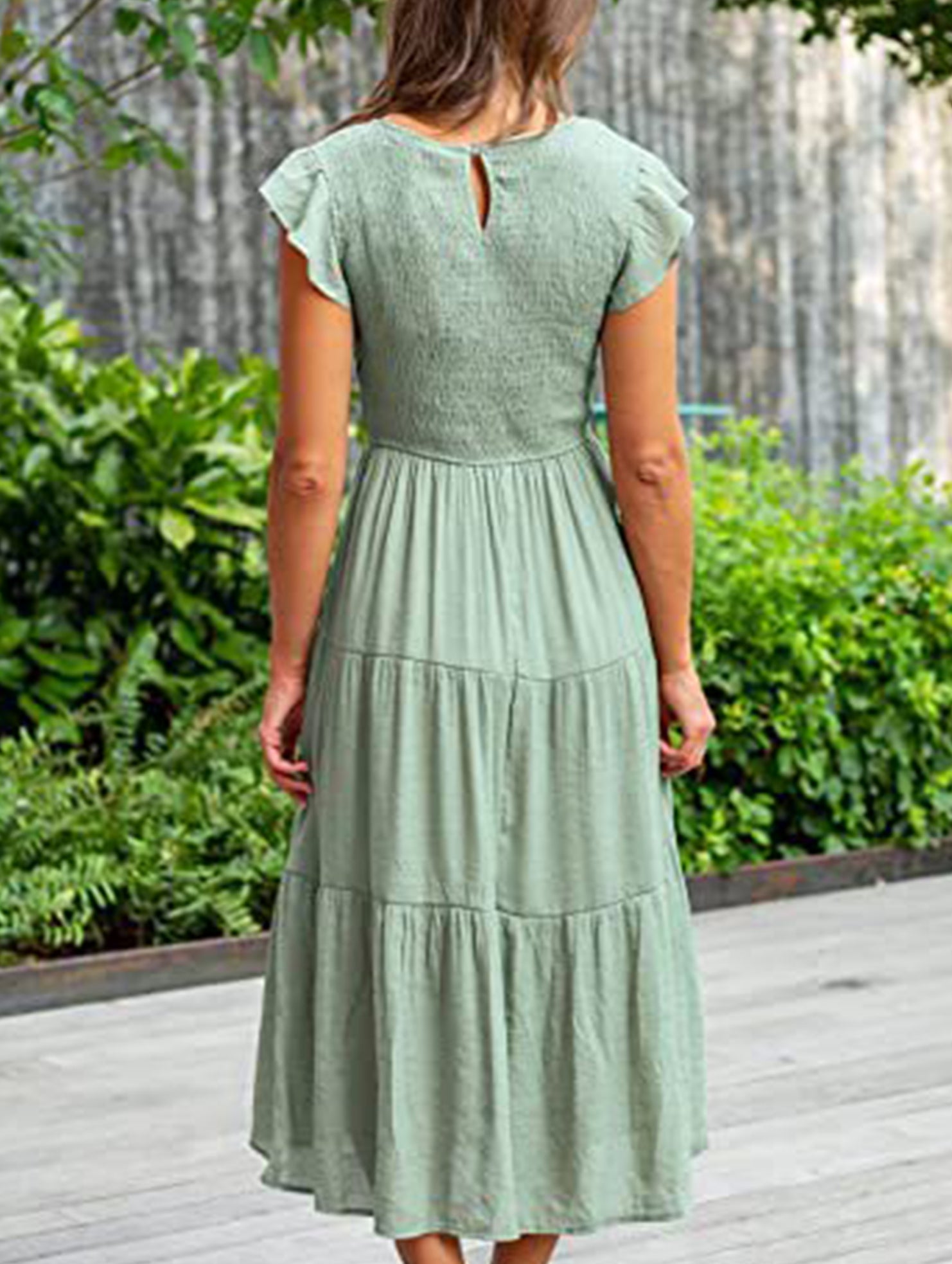 Anna-Berg | Solid Color Cross-Border Sleeved Dress