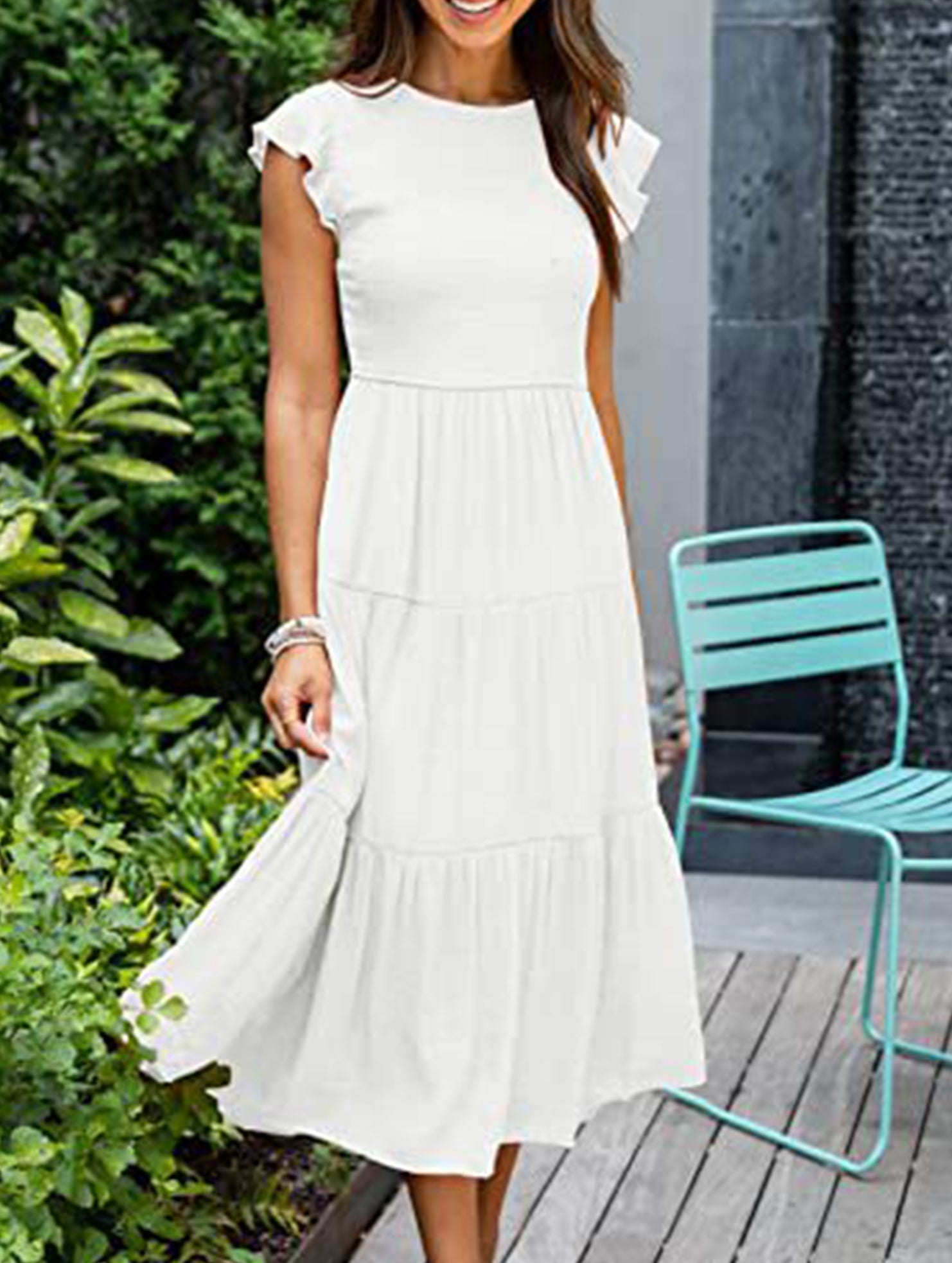 Anna-Berg | Solid Color Cross-Border Sleeved Dress