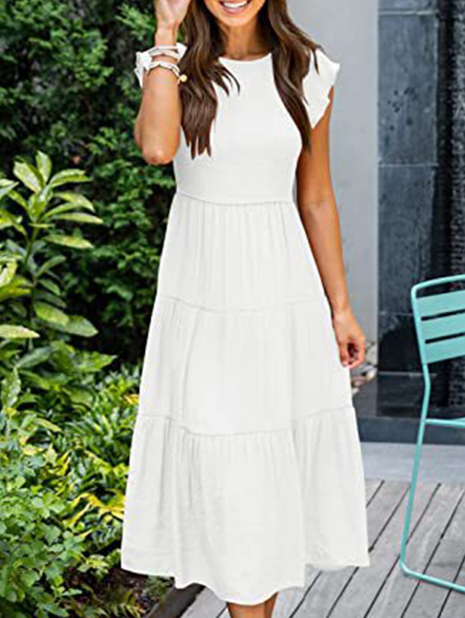Anna-Berg | Solid Color Cross-Border Sleeved Dress