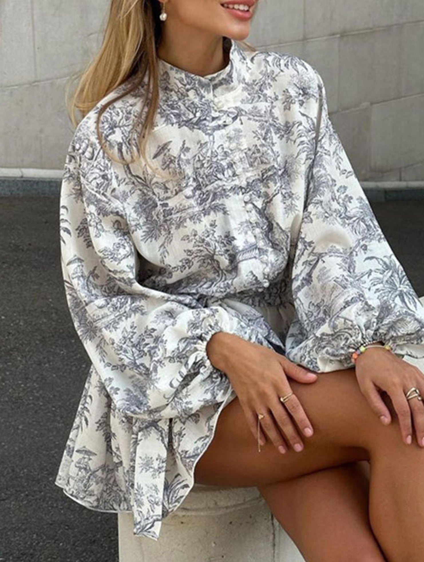 Anna-Berg | Retro Lace-Up Print Dress
