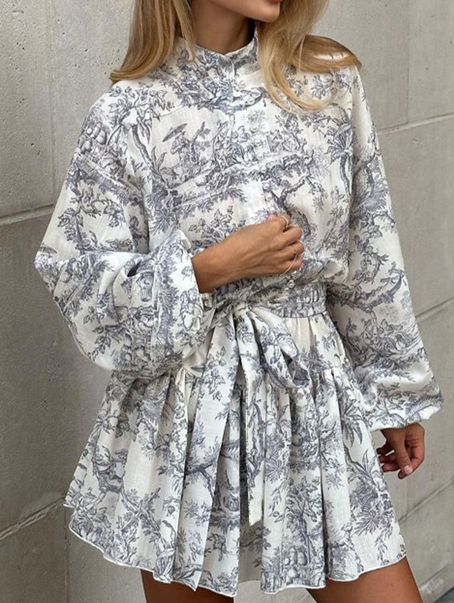 Anna-Berg | Retro Lace-Up Print Dress