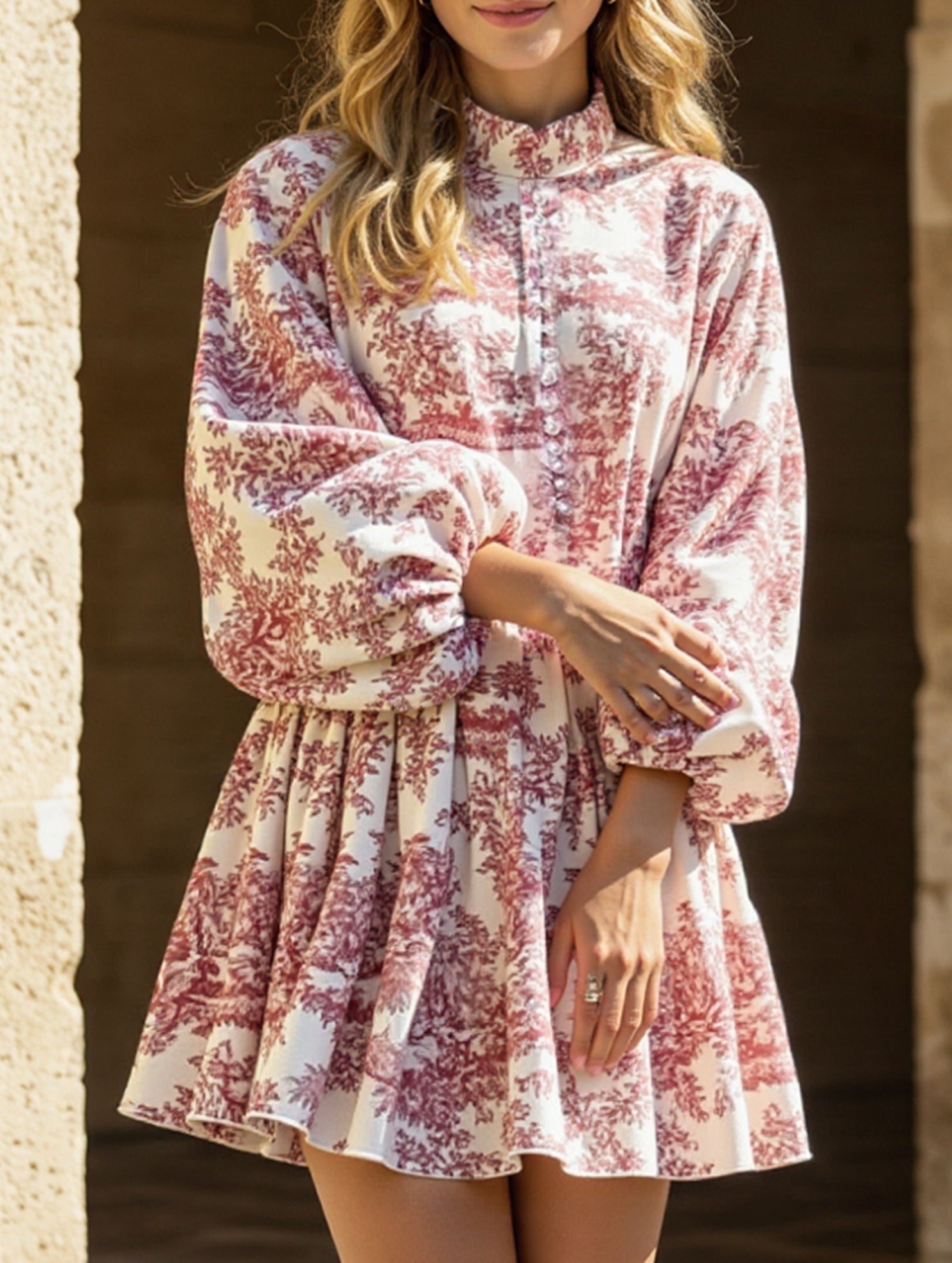 Anna-Berg | Retro Lace-Up Print Dress