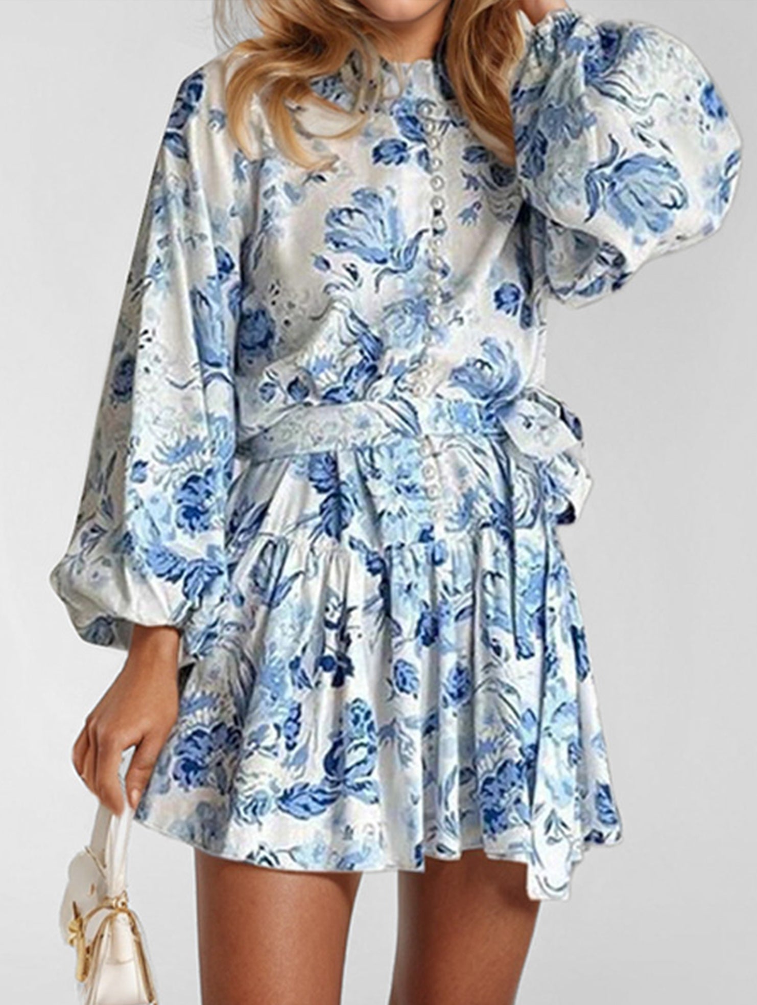 Anna-Berg | Fashionable Long-Sleeved Tie-Print Dress