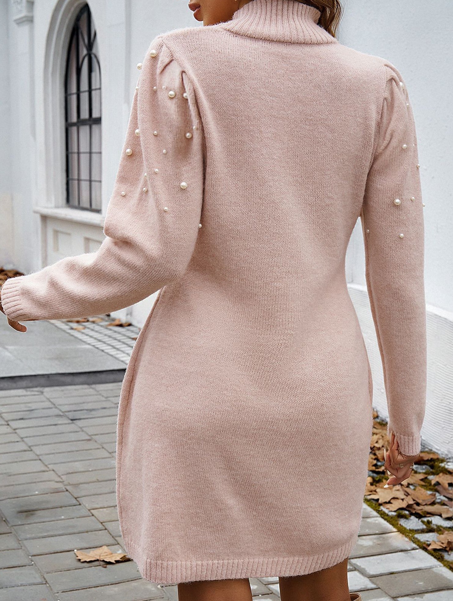Anna-Berg | Solid Color Long-Sleeved Sweater Dress