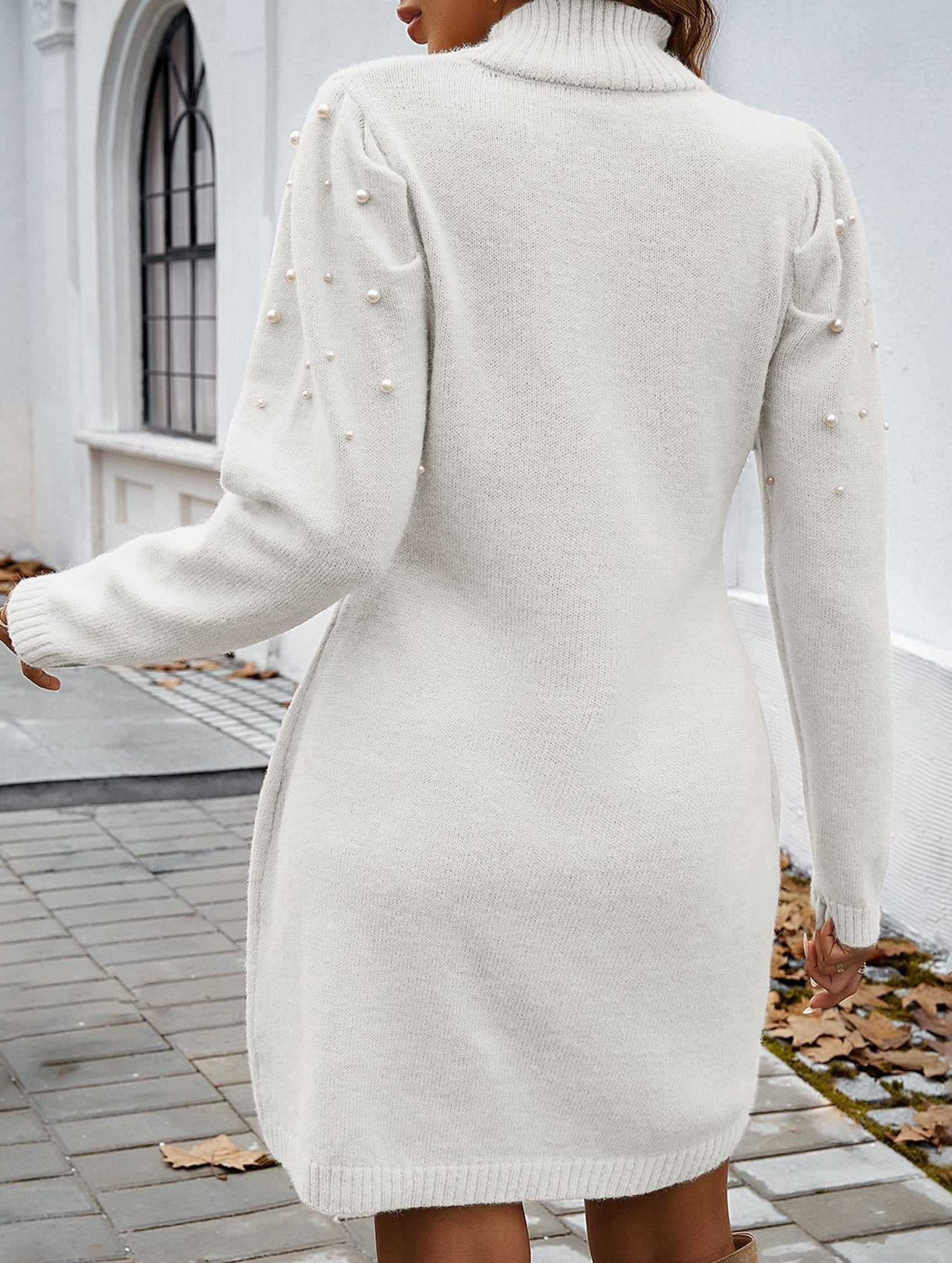 Anna-Berg | Solid Color Long-Sleeved Sweater Dress