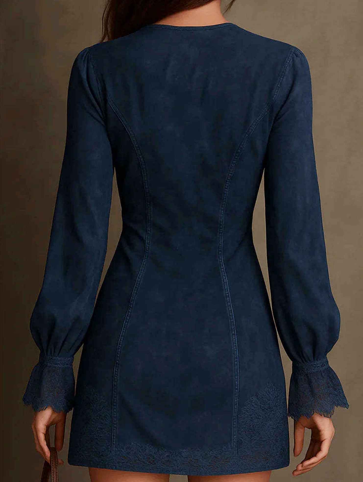 Anna-Berg | Long-Sleeved Zippered Lace Dress