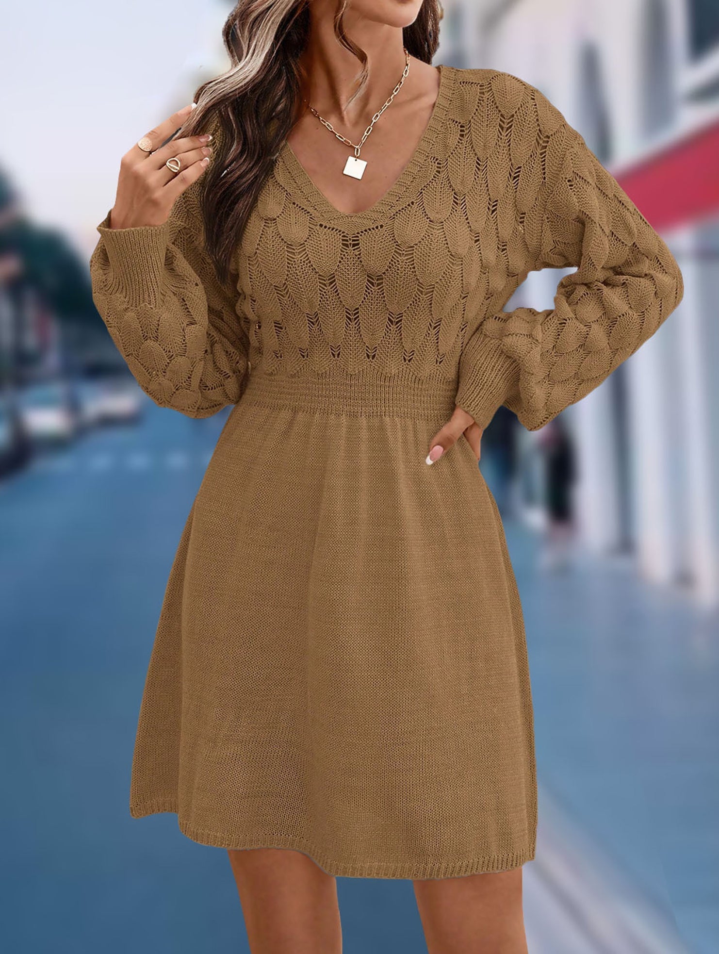 Anna-Berg | Crochet V Neck A-Line Beach Dress