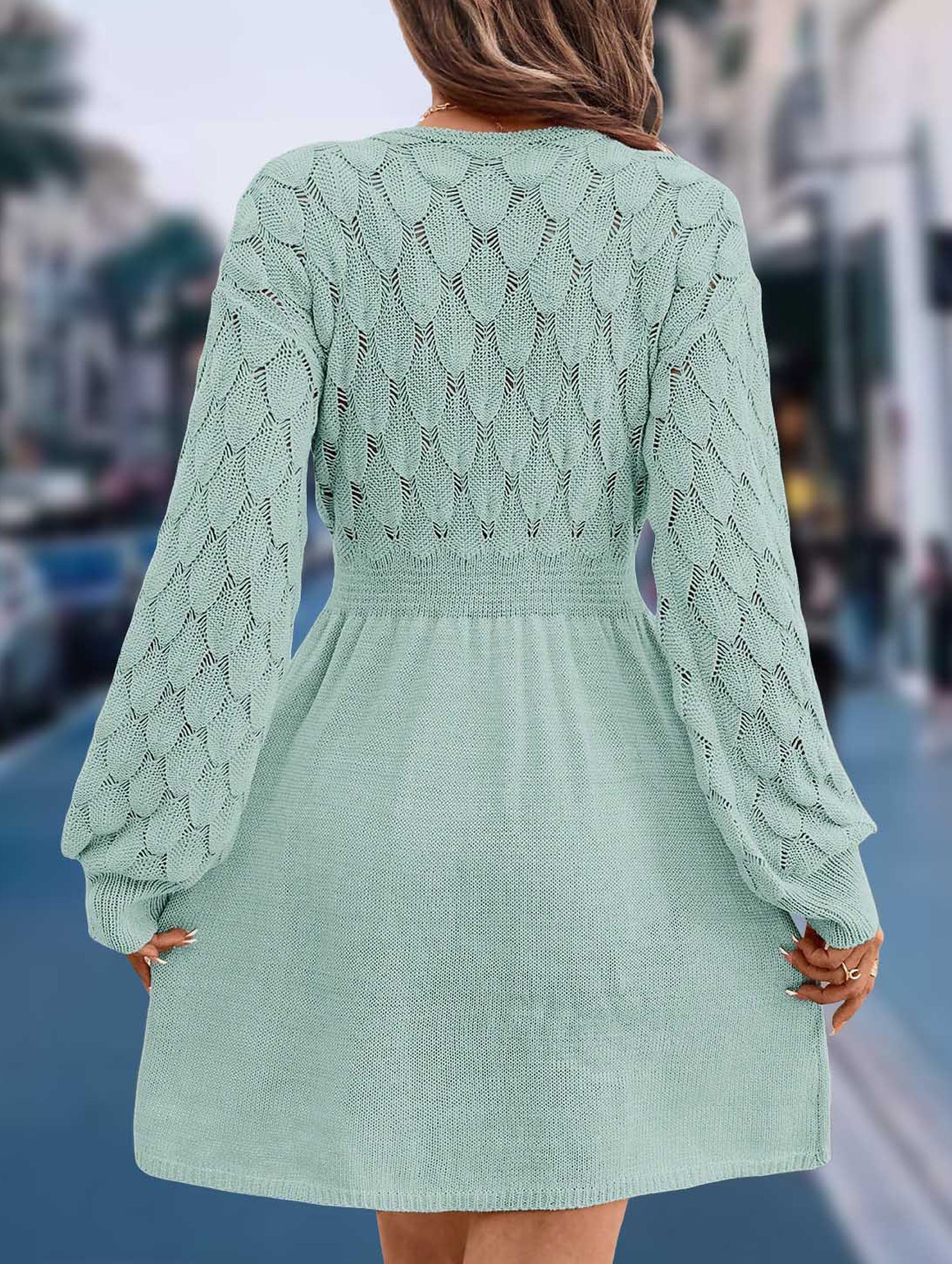 Anna-Berg | Crochet V Neck A-Line Beach Dress