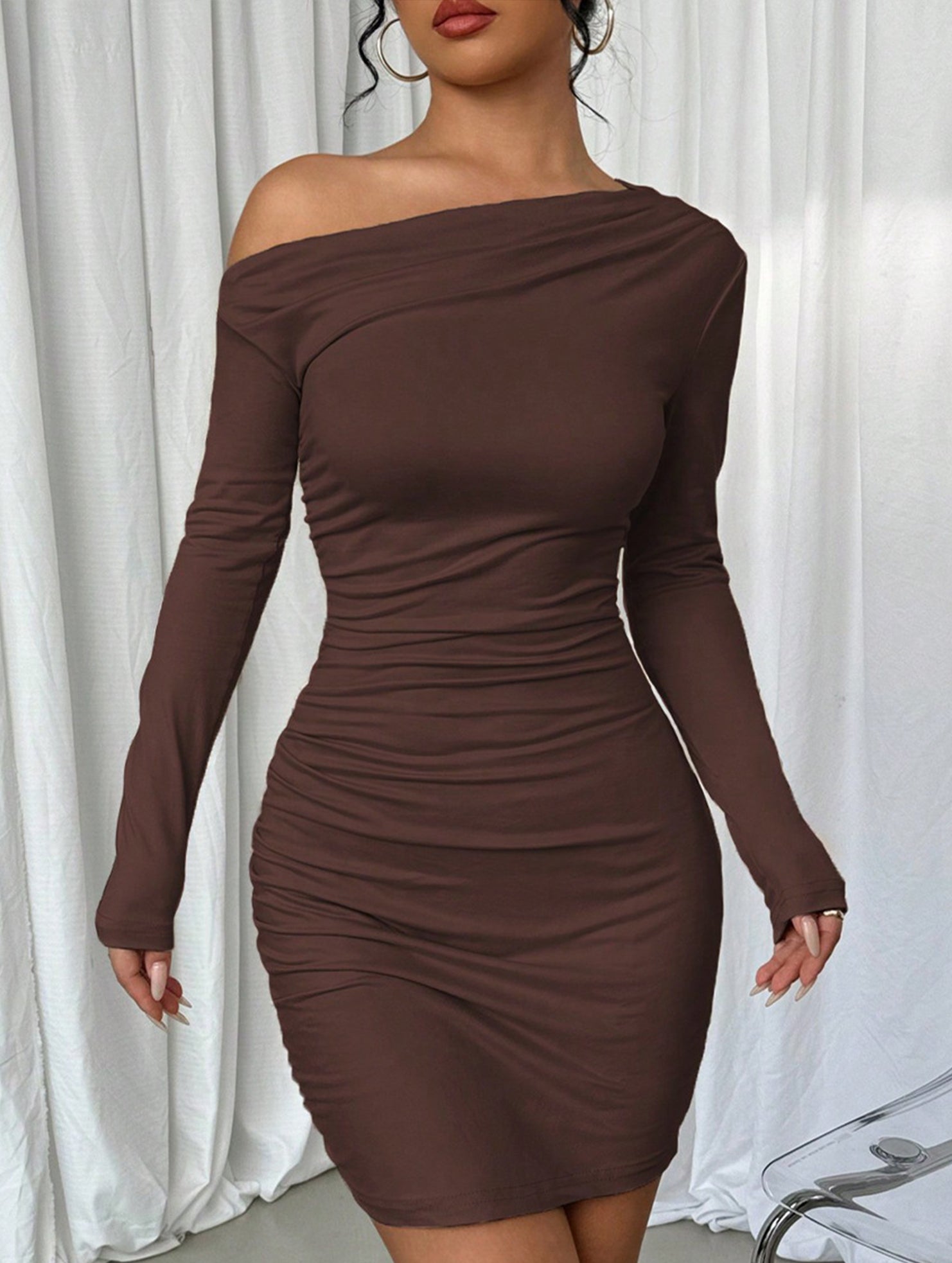 Anna-Berg | One Shoulder Long Sleeve Bodycon Dress