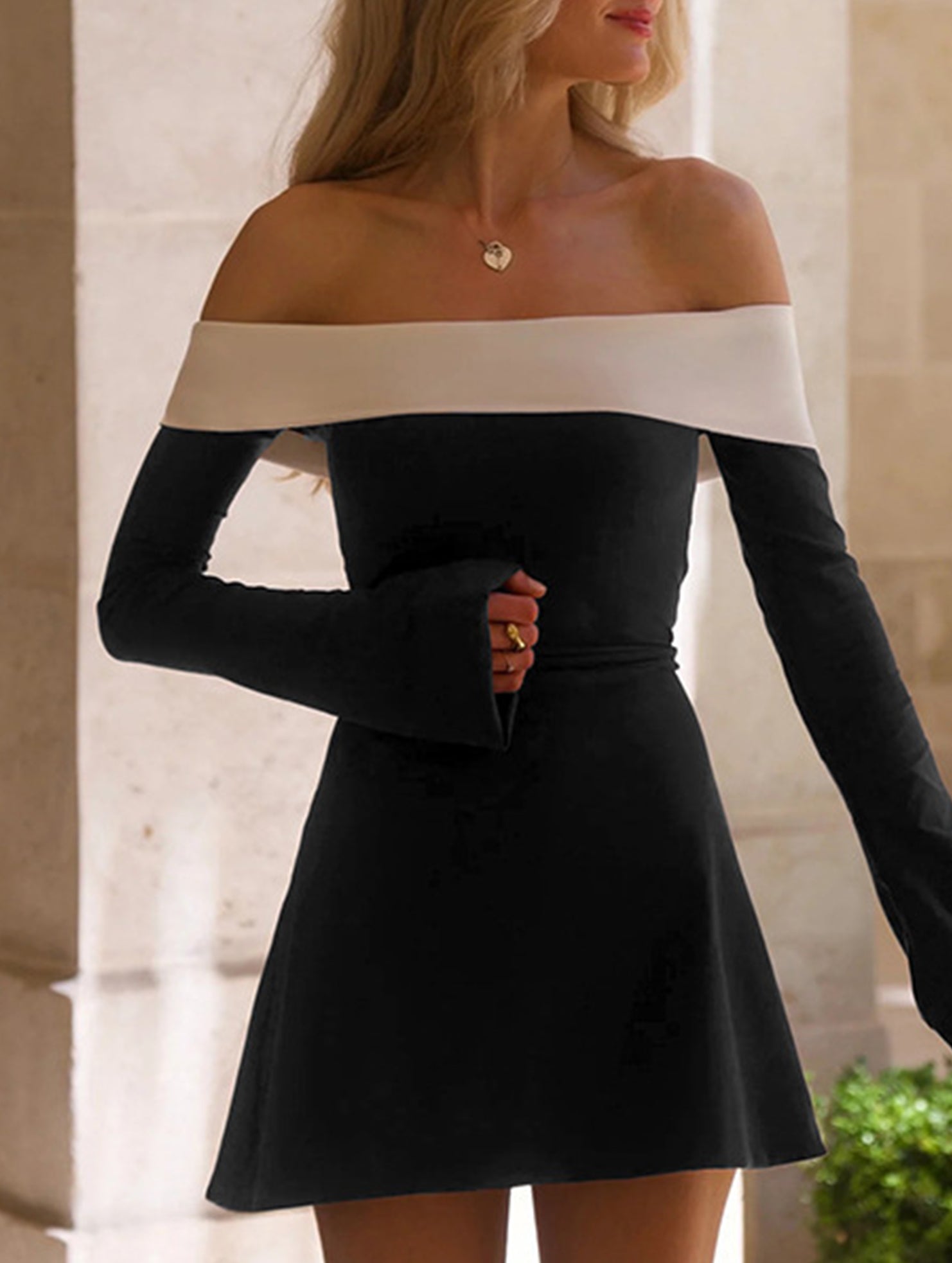 Anna-Berg | Off-Shoulder Bell Sleeve Dress