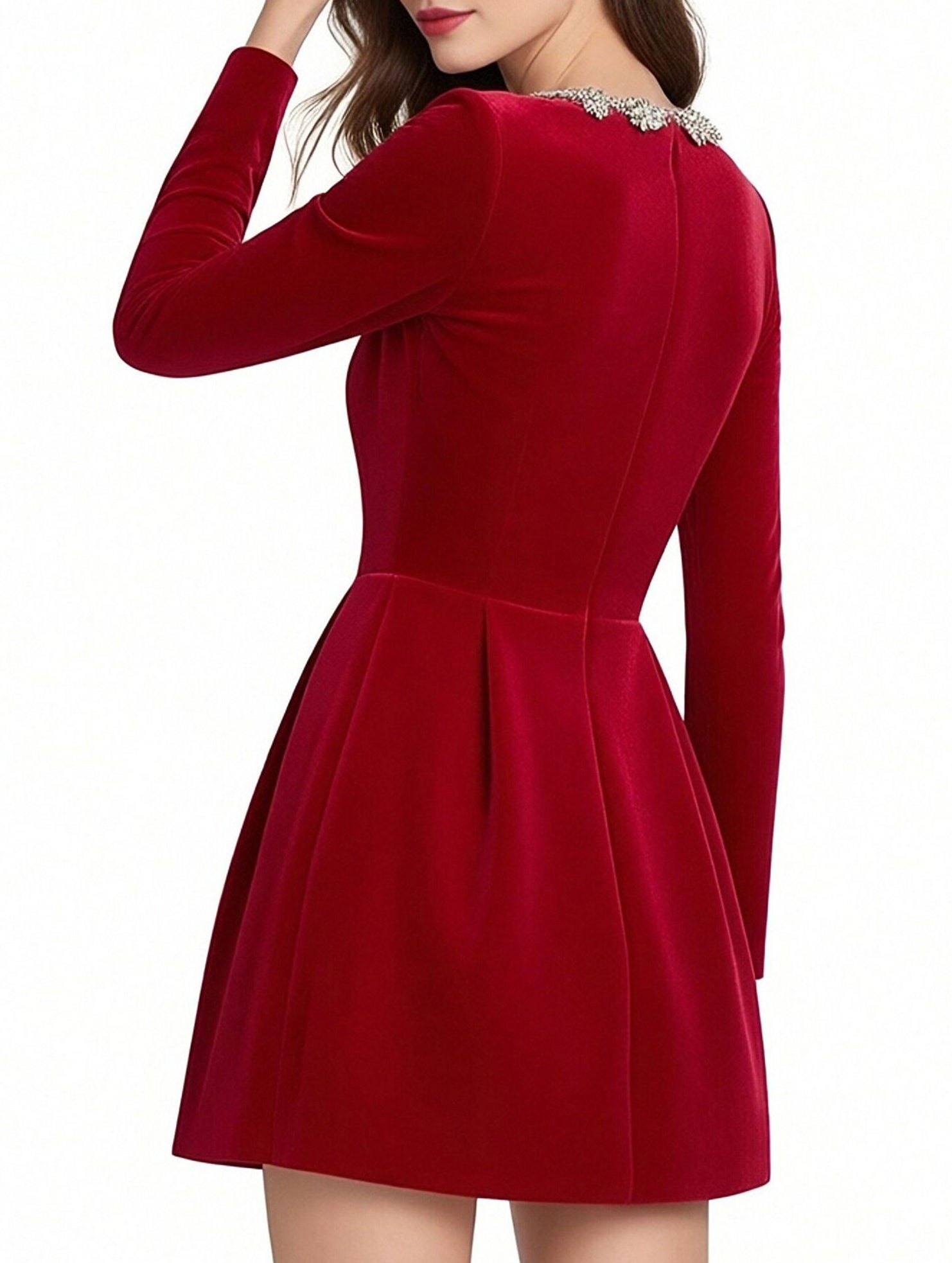 Anna-Berg | Stylish Velvet Square Neck Elegant Dress