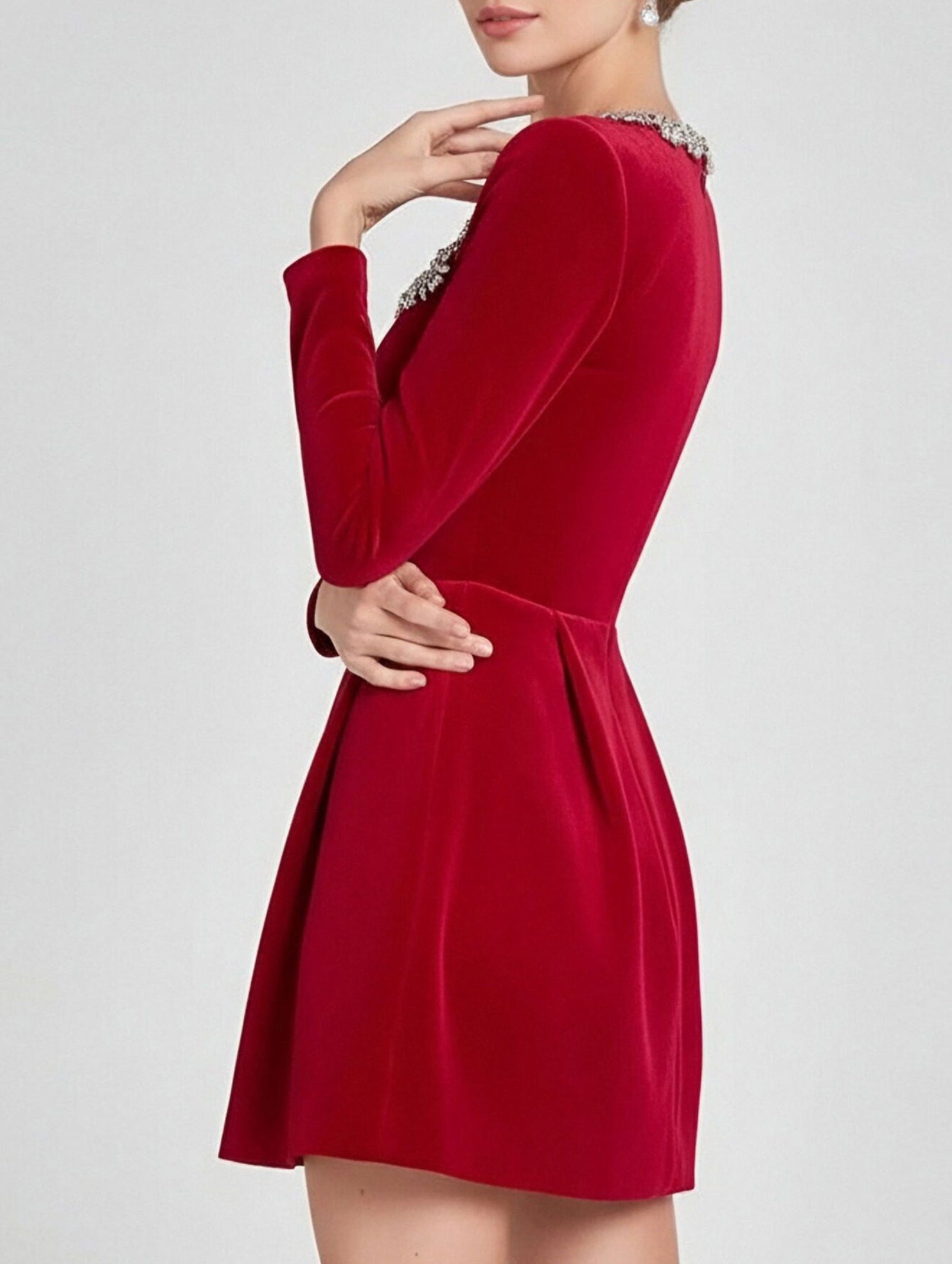 Anna-Berg | Stylish Velvet Square Neck Elegant Dress