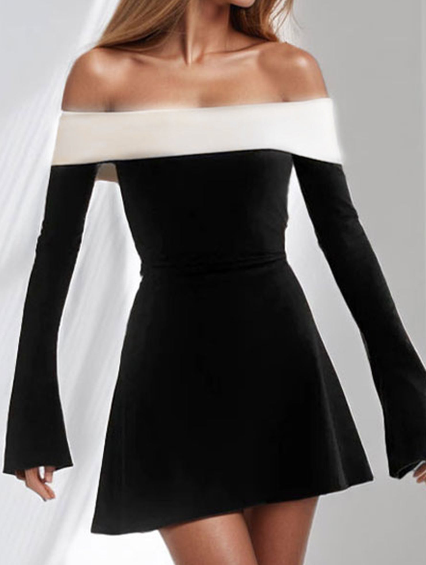 Anna-Berg | Shoulder Slim-Fit Waist Dress