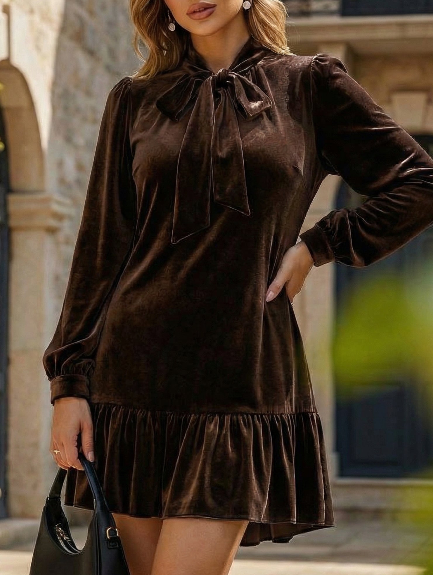 Anna-Berg | Vintage Loose Long Sleeve Solid Dress