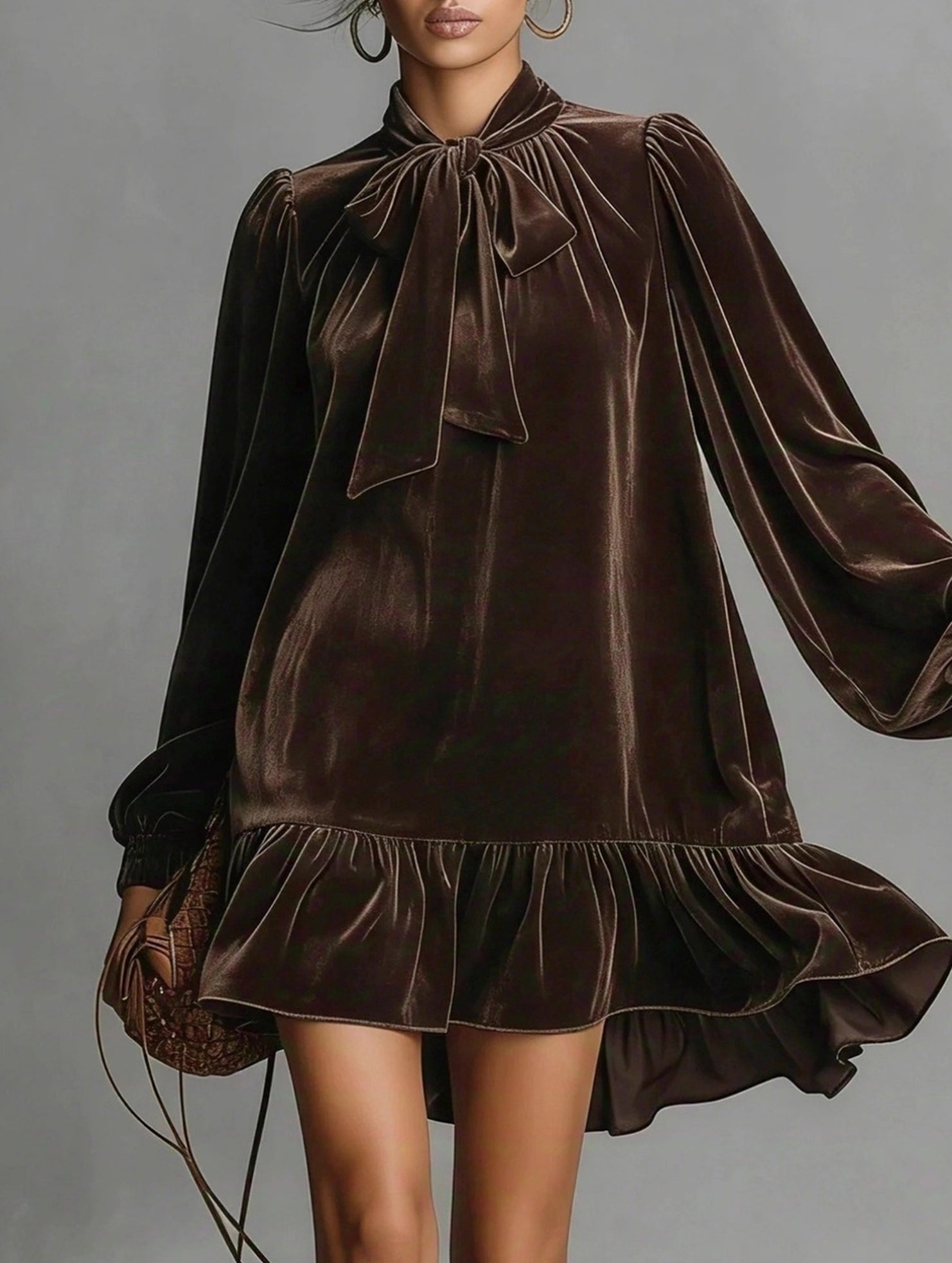 Anna-Berg | Vintage Loose Long Sleeve Solid Dress