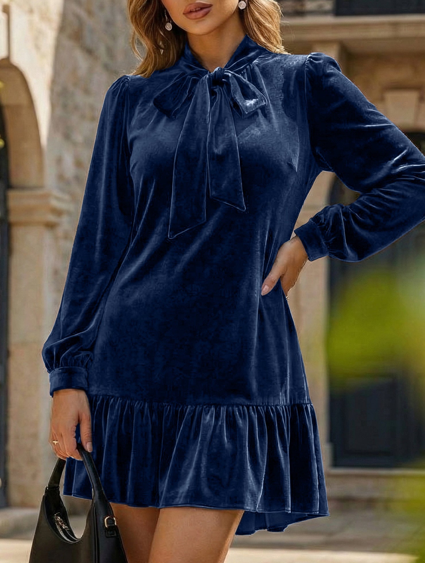 Anna-Berg | Vintage Loose Long Sleeve Solid Dress
