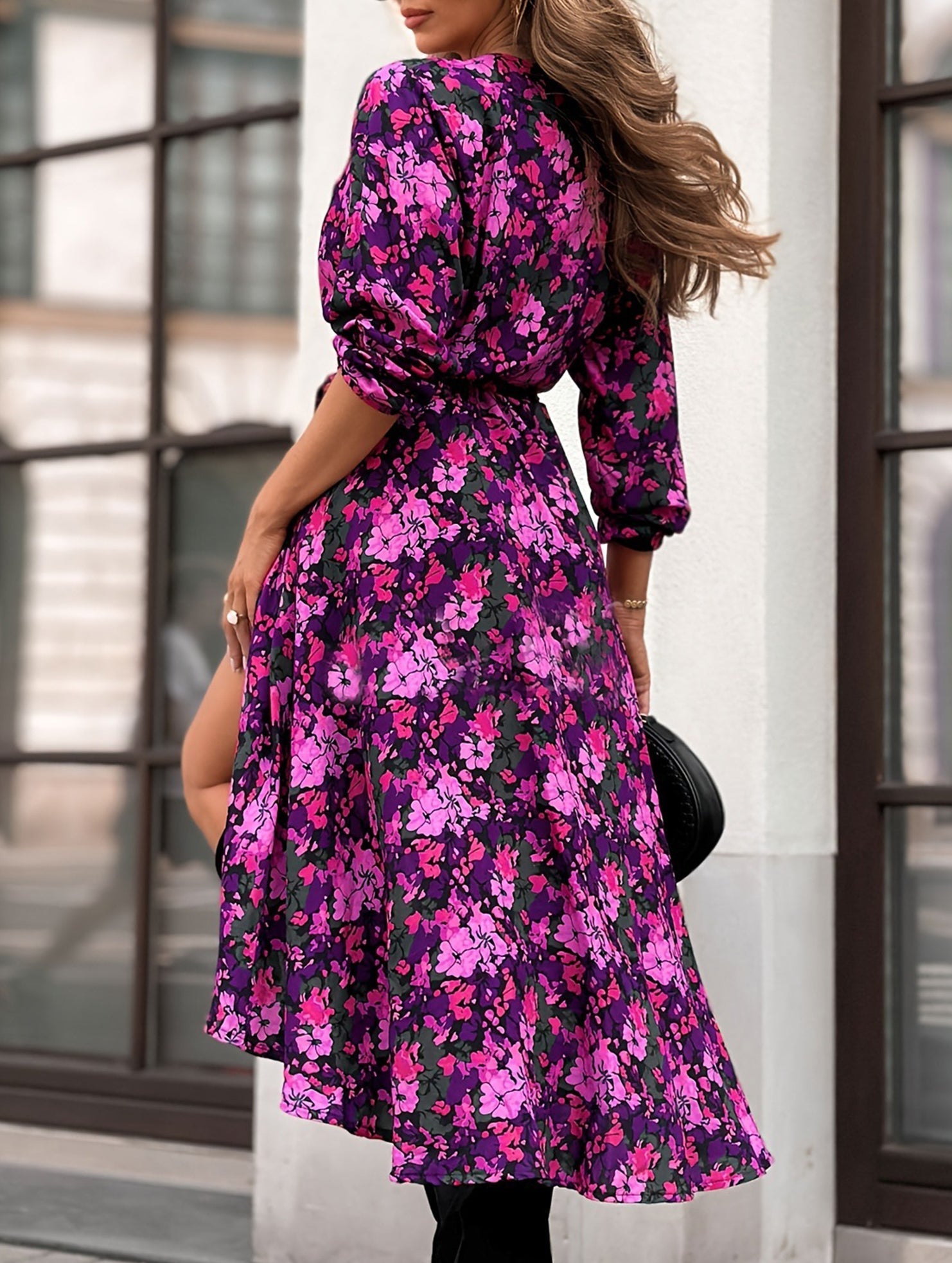 Anna-Berg | V Neck Tie Waist Long Dress