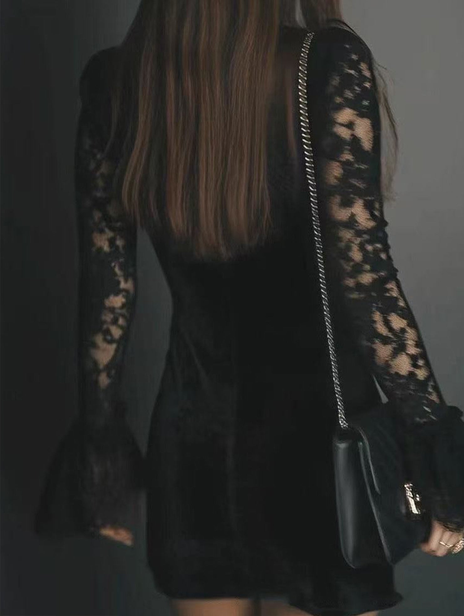 Anna-Berg | Mesh Lace Deep V Pleated Dress