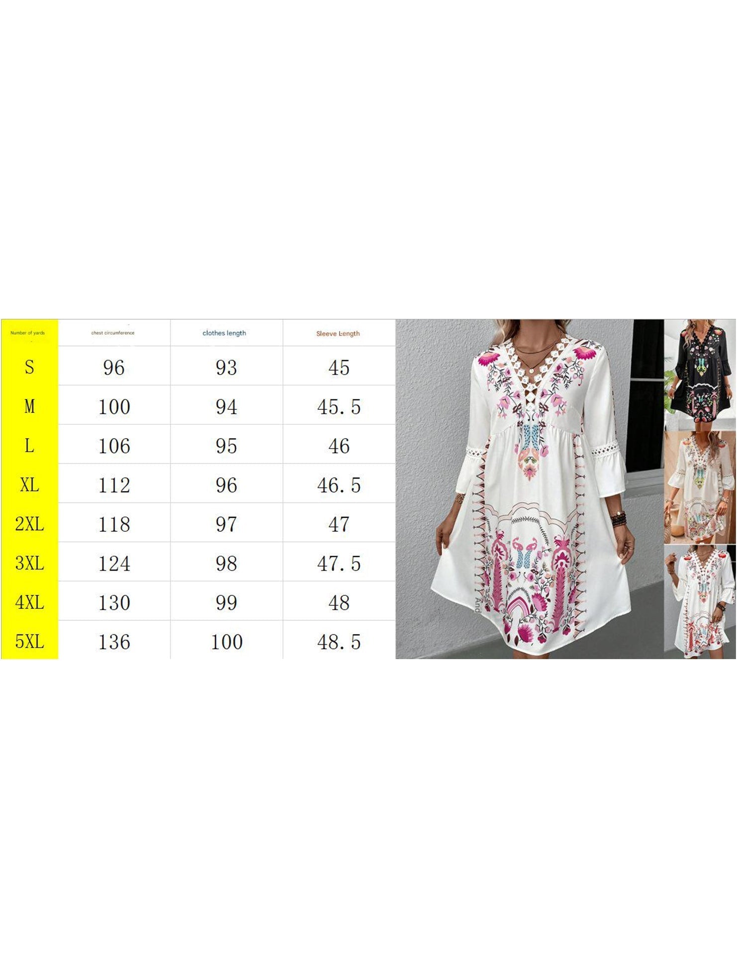Anna-Berg | V Neck Lace Patch Print Dress