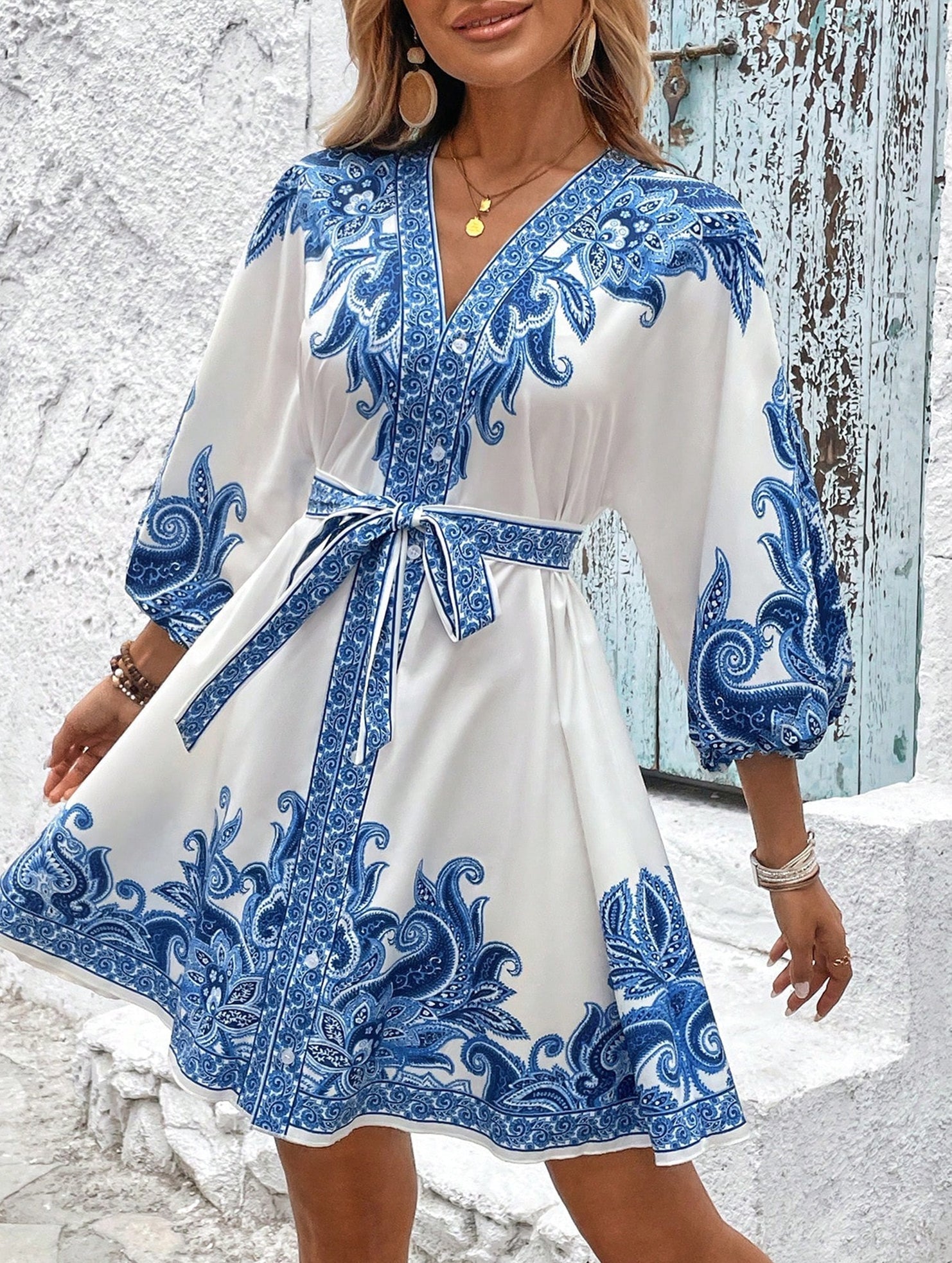 Anna-Berg | Tie Waist Print Dress