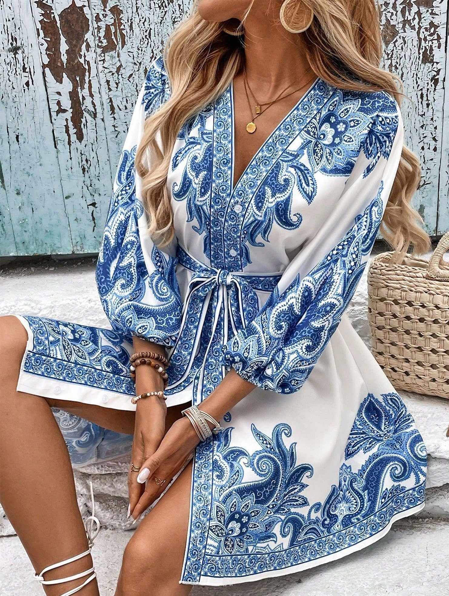 Anna-Berg | Tie Waist Print Dress
