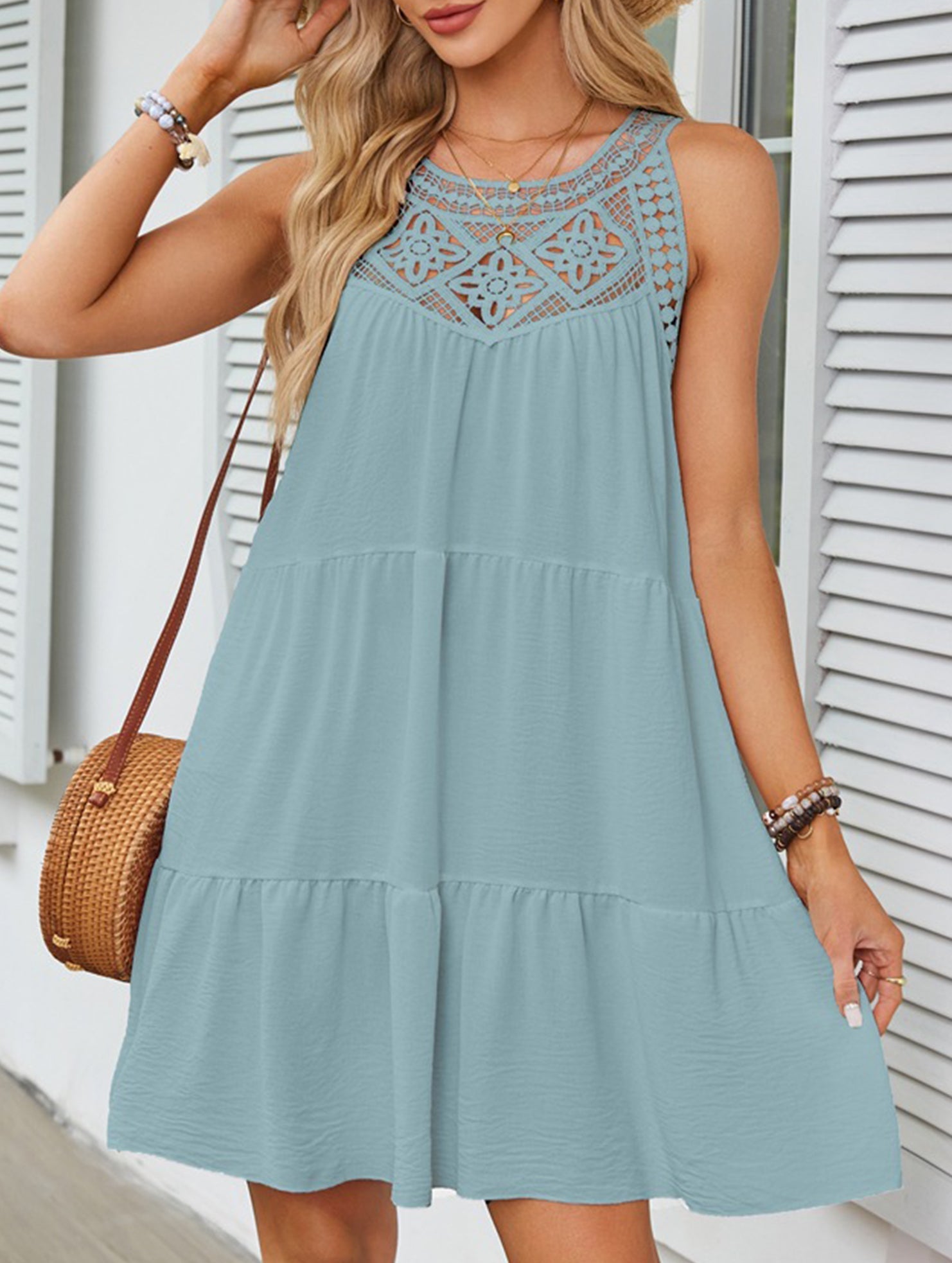 Anna-Berg | Lace Patch Halter A-Line Dress