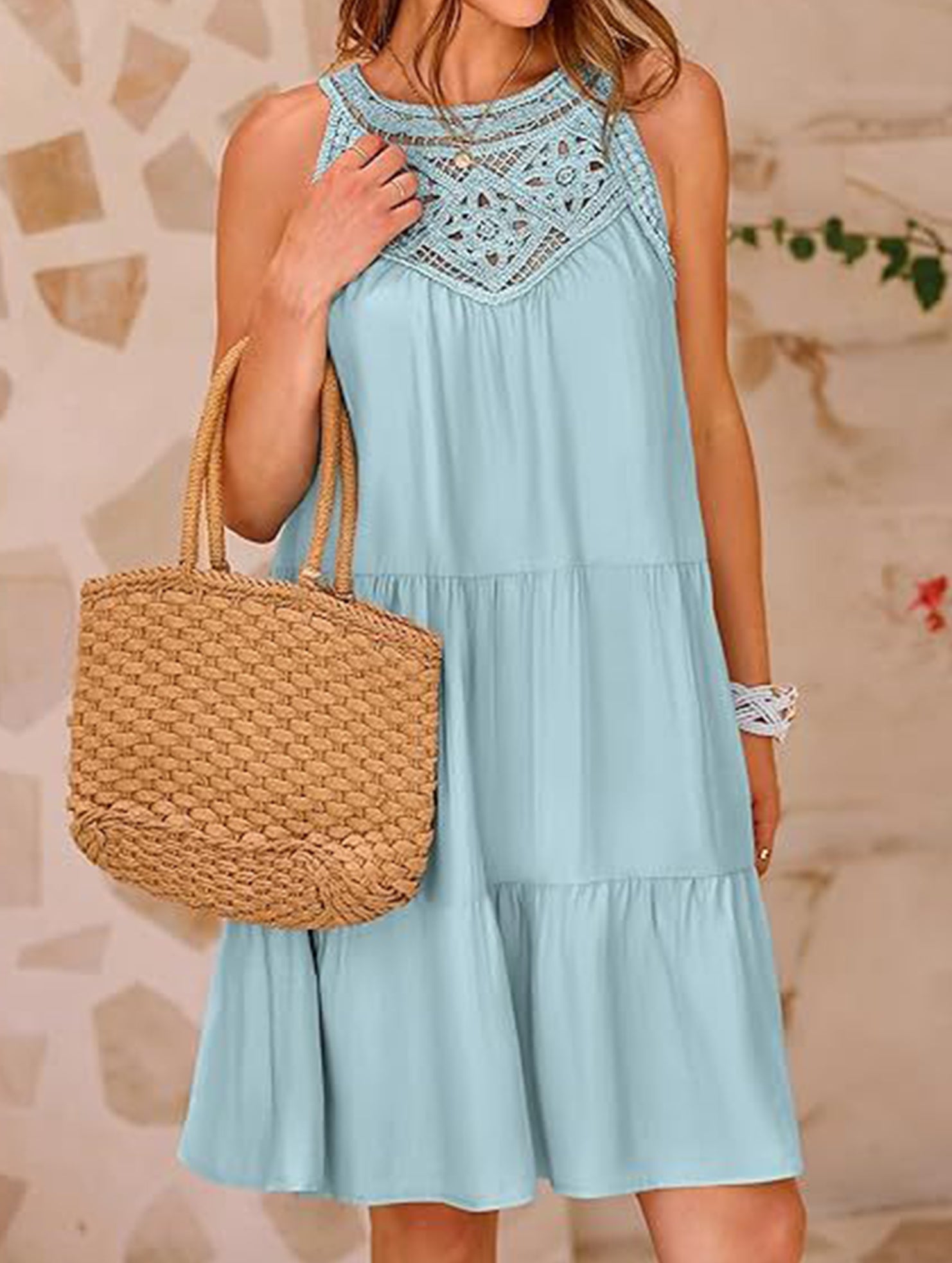 Anna-Berg | Lace Patch Halter A-Line Dress