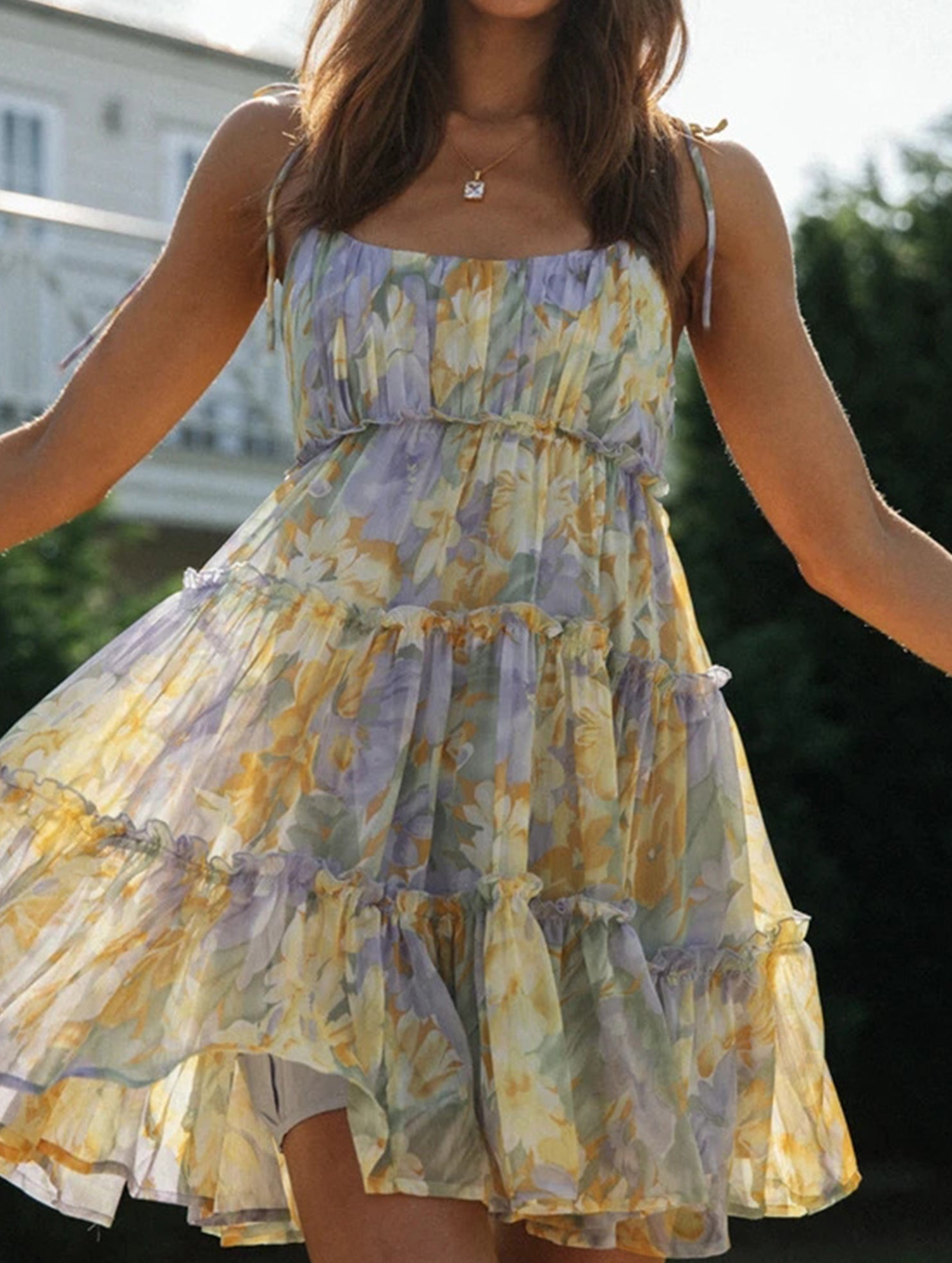 Anna-Berg | Resort Style Sexy Print High-End Dress