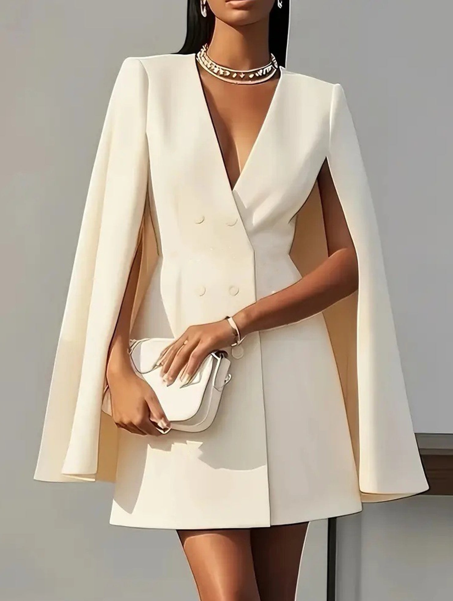 Anna-Berg | Double Breasted Cape Blazer Dress