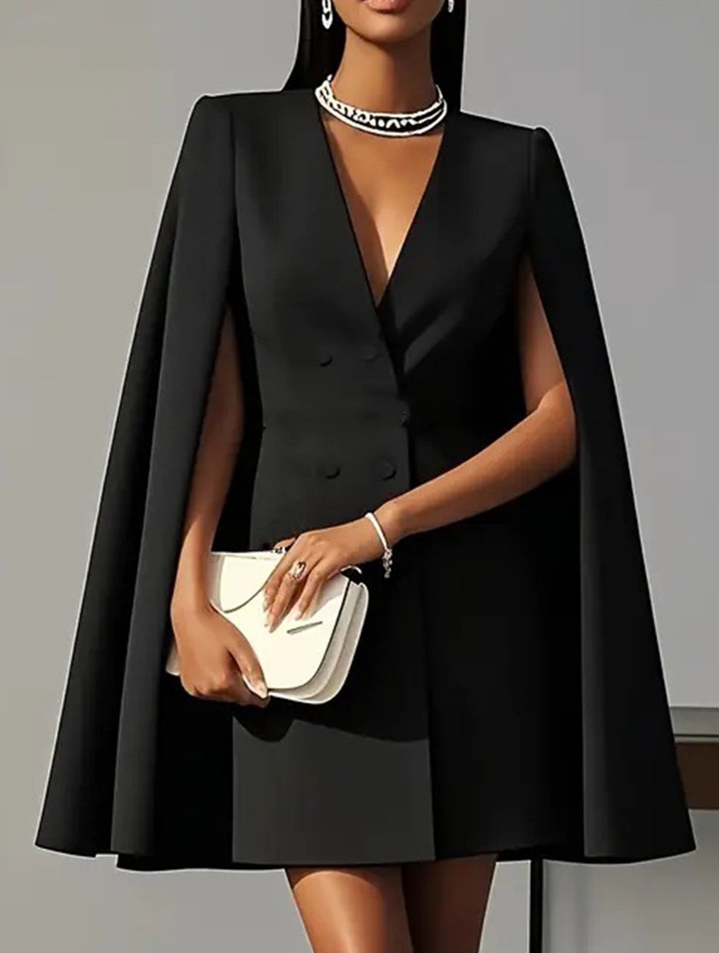 Anna-Berg | Double Breasted Cape Blazer Dress