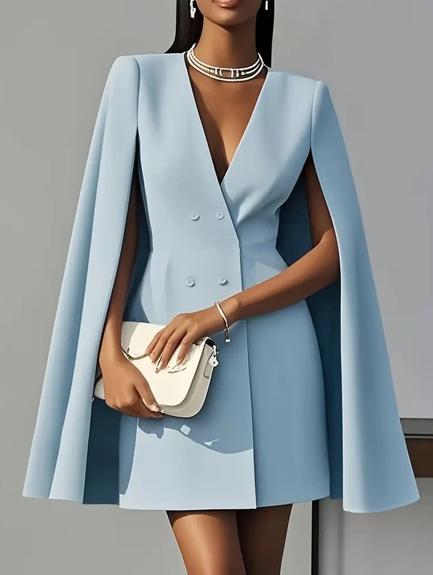 Anna-Berg | Double Breasted Cape Blazer Dress