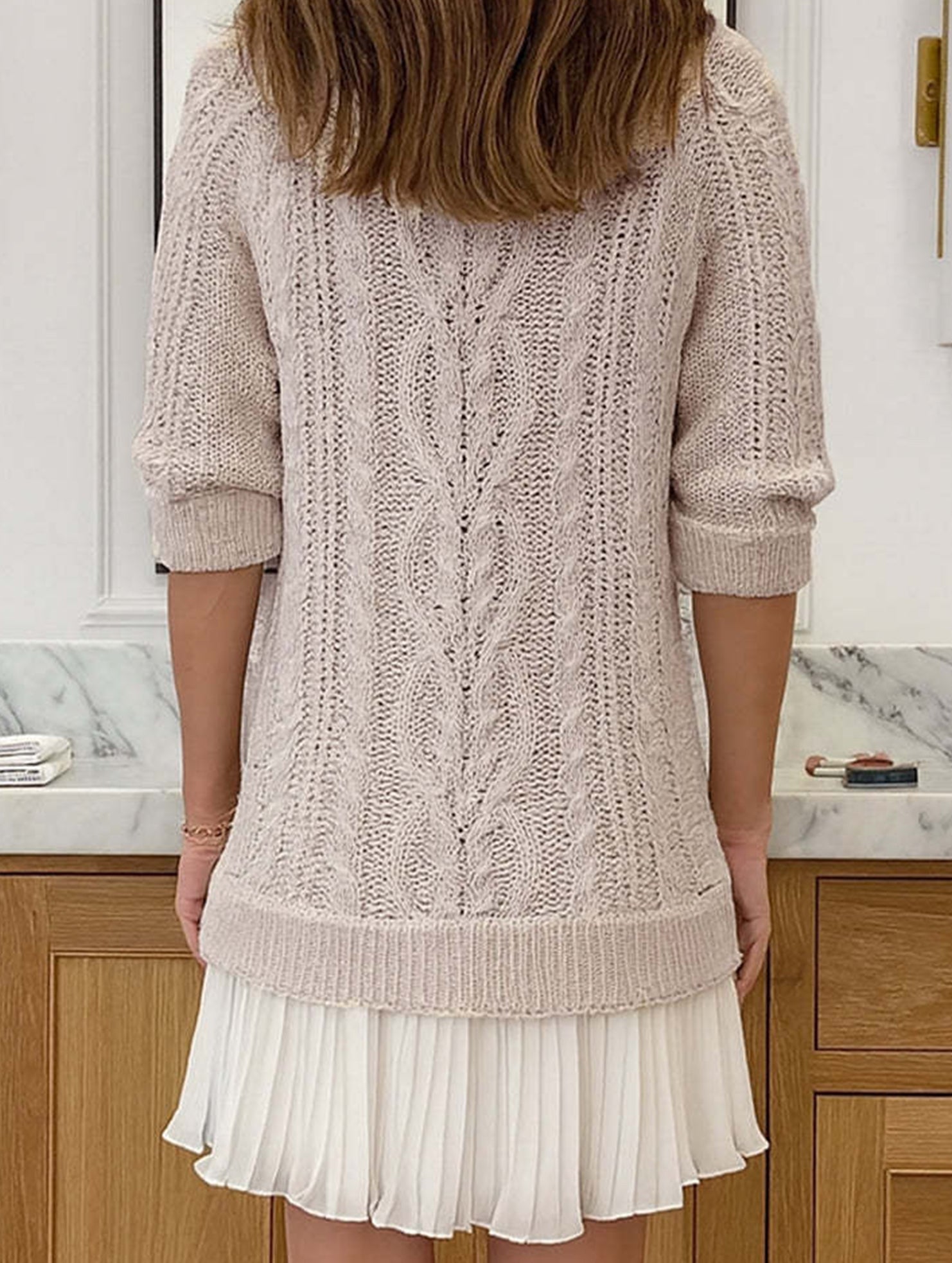 Anna-Berg | Cable Knit Chiffon Patchwork Dress