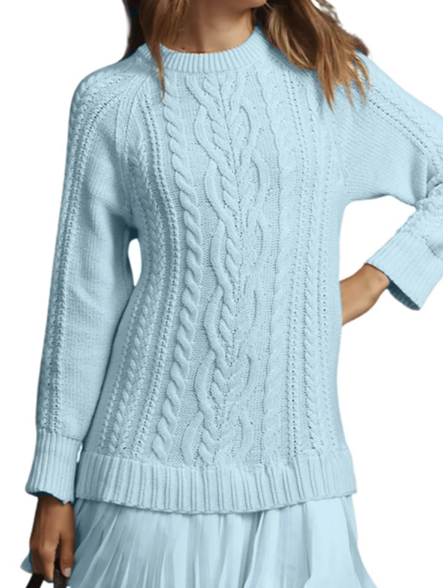 Anna-Berg | Cable Knit Chiffon Patchwork Dress