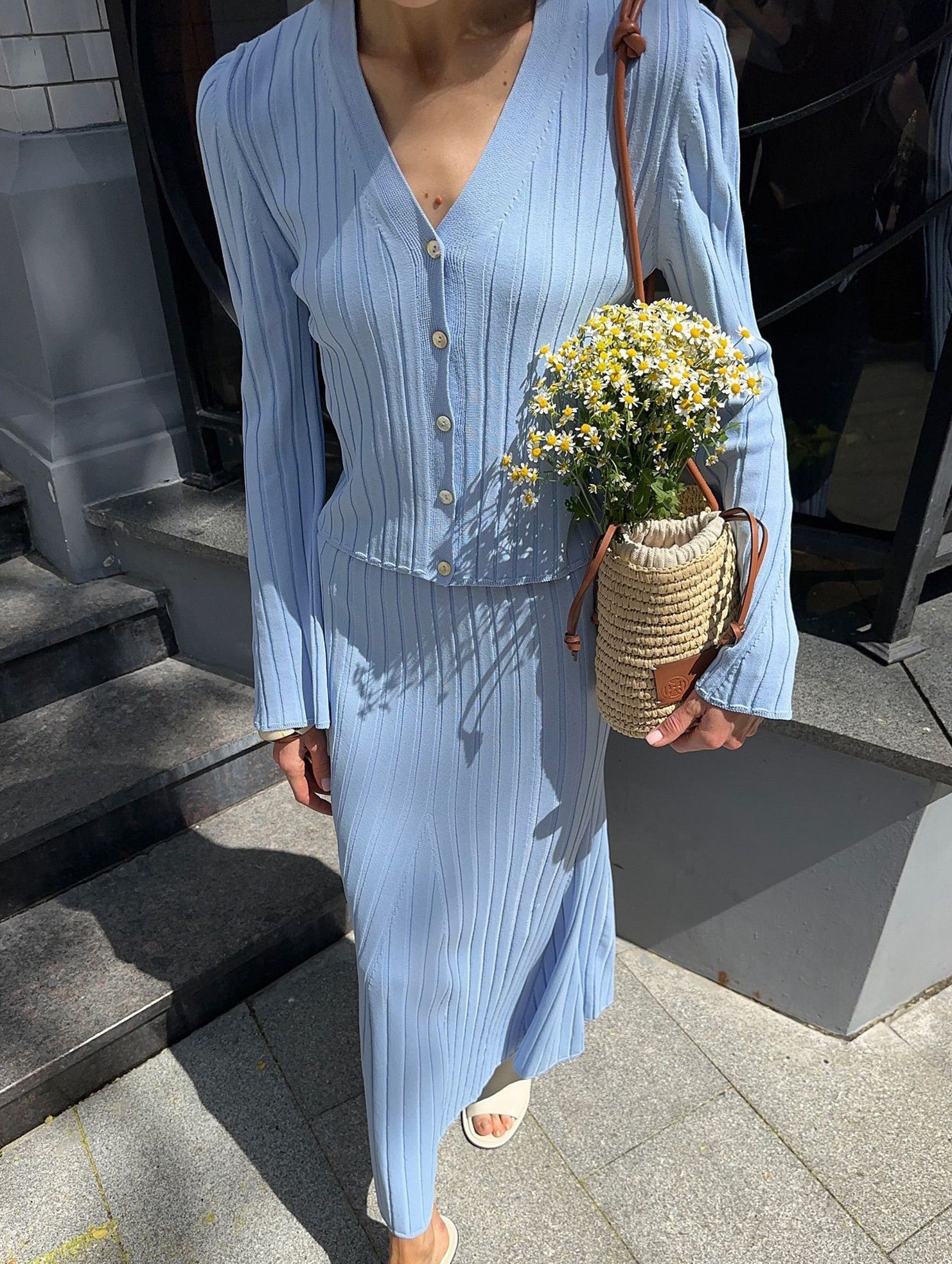 Anna-Berg | Versatile V-Neck Cardigan Slim Dress