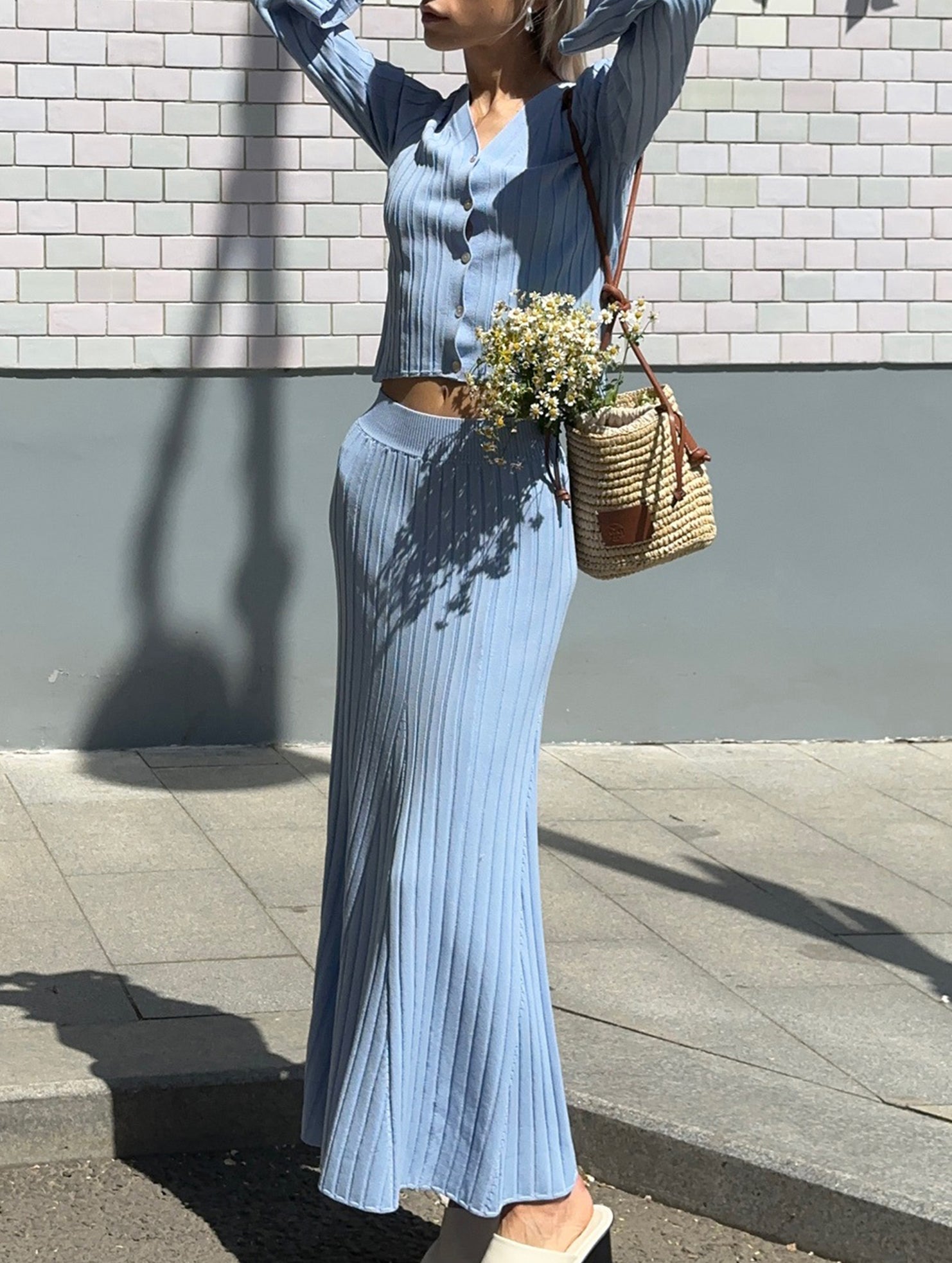 Anna-Berg | Versatile V-Neck Cardigan Slim Dress